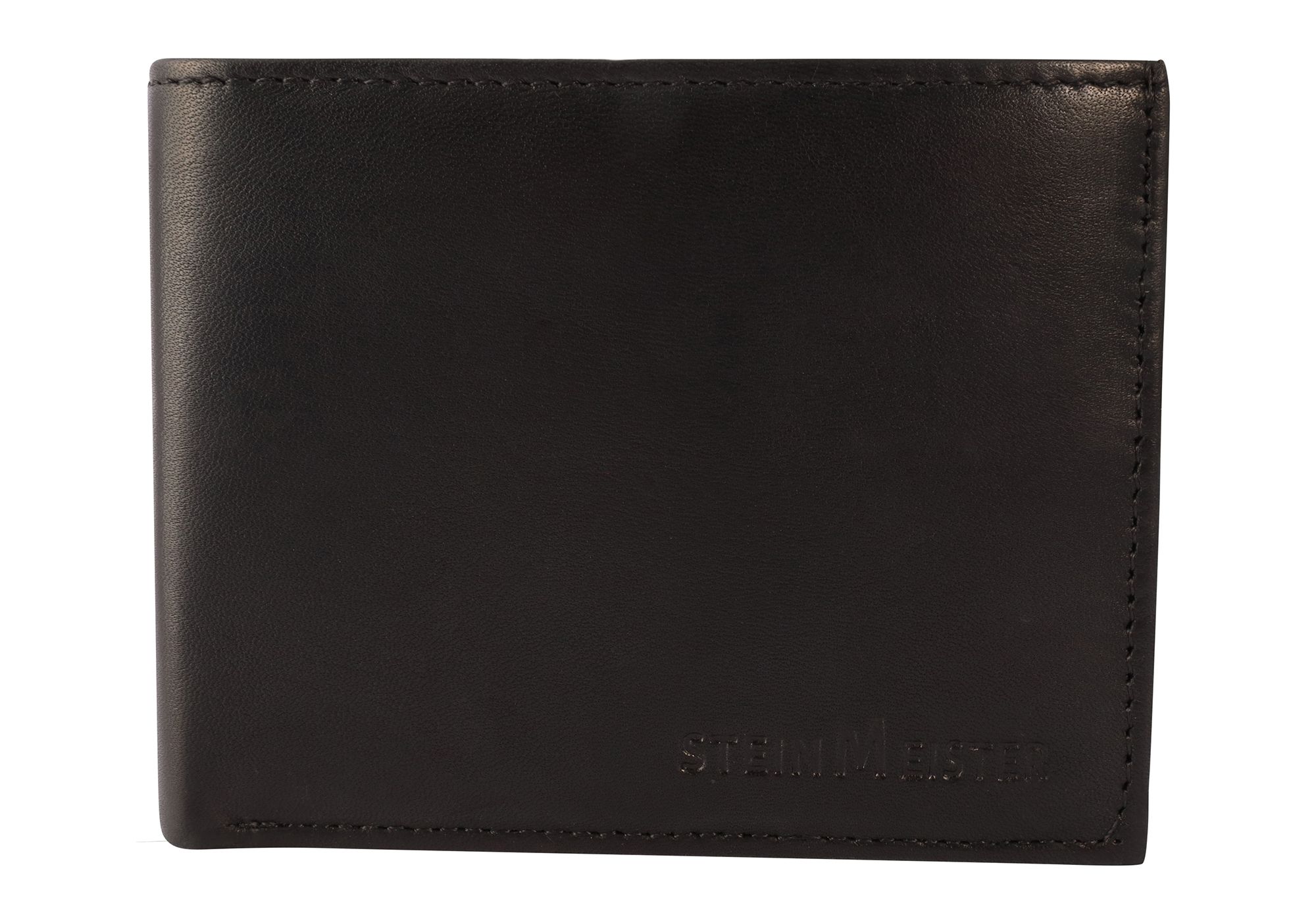 SteinMeister herenportemonnee van echt leer. Formaat 12 x 9 cm.