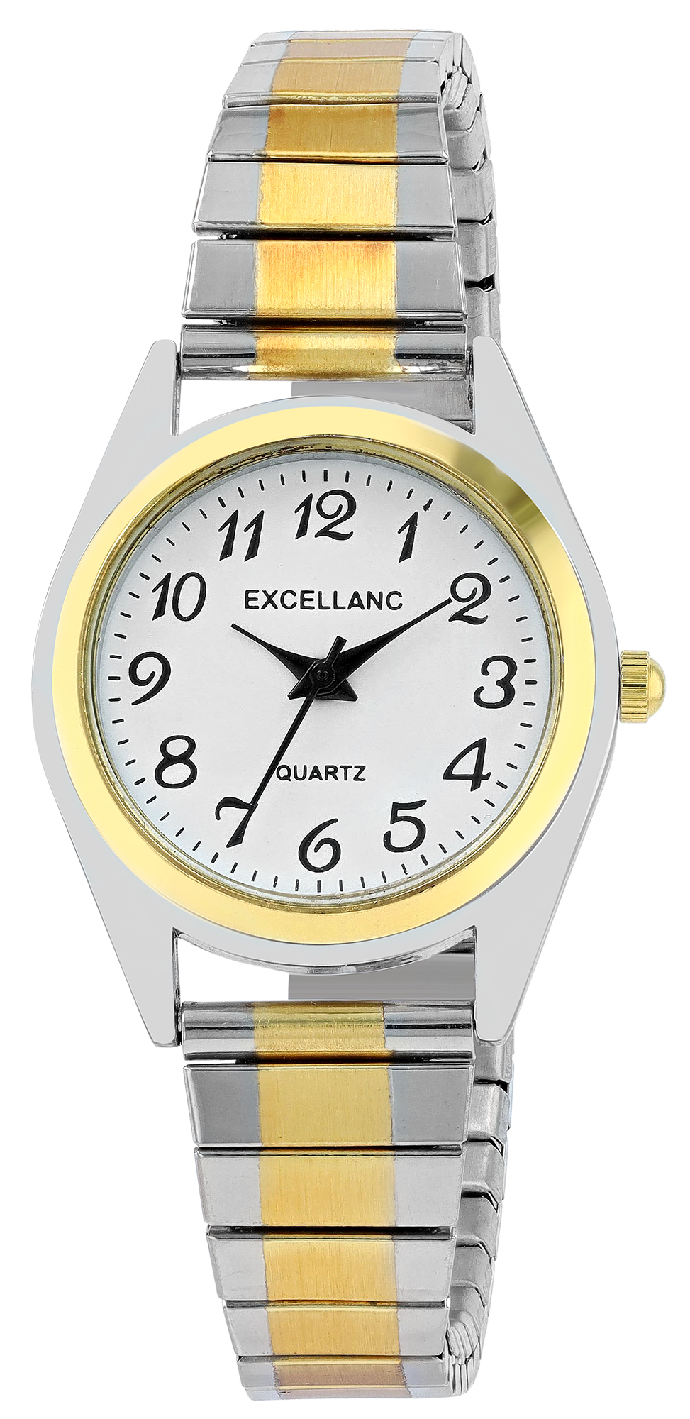 Excellanc dameshorloge met roestvrijstalen schakelarmband Ø 28 mm, tweekleurig/wit