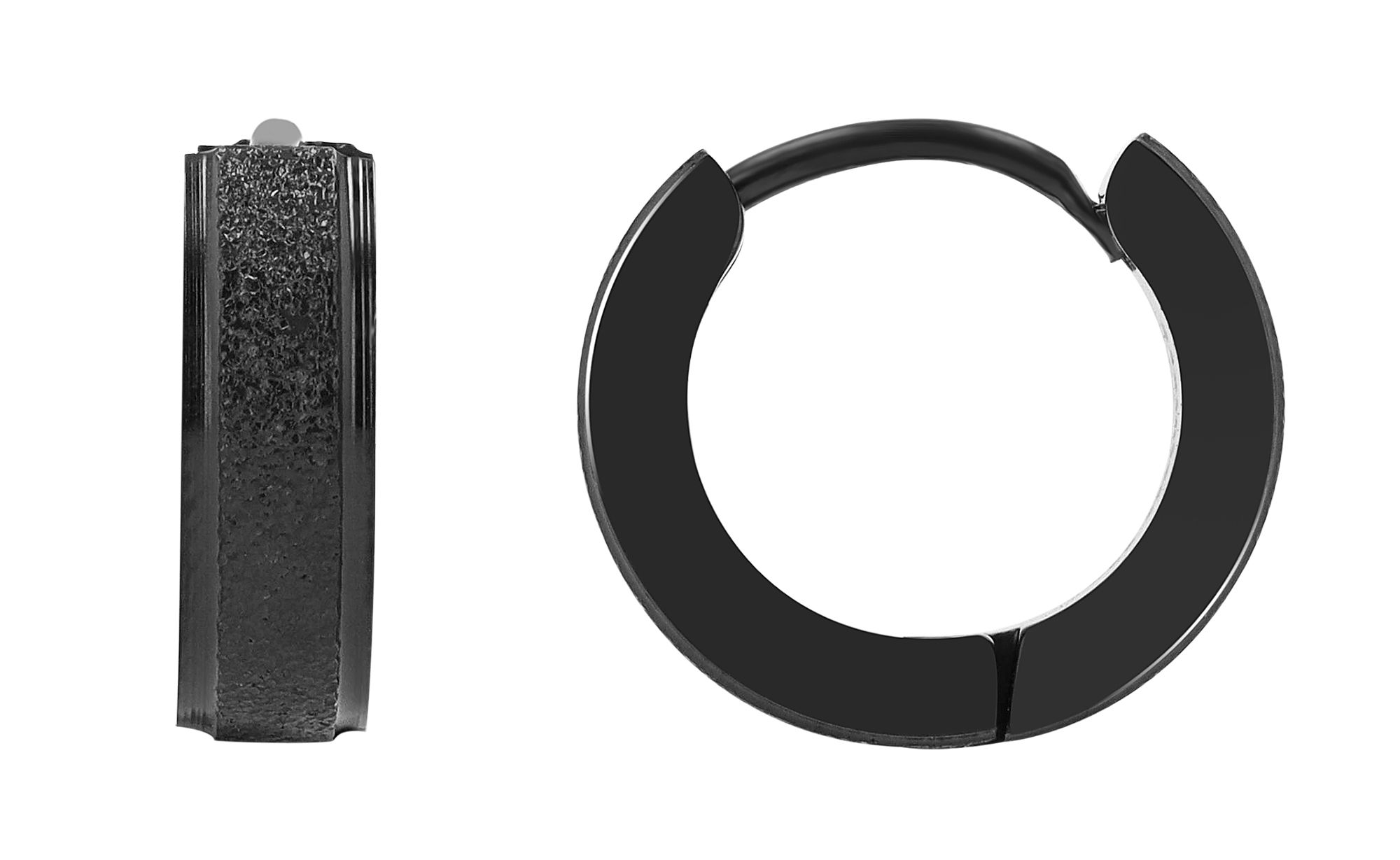 "Aloni", Edelstahl Klapp-Creolen, sandgestrahlt, schwarz