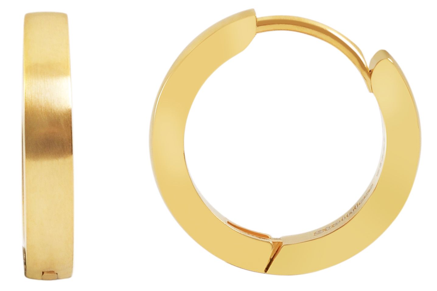 Akzent Edelstahl Klapp-Creolen mit IP Beschichtung, goldfarbig, matt