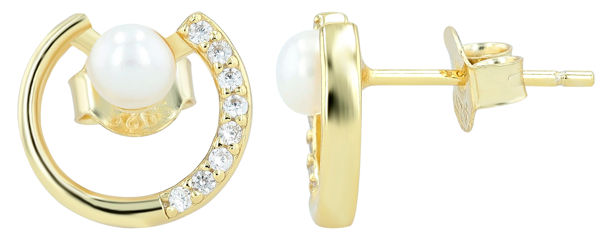 "Nicki" 925/- Echt Silber Ohrstecker vergoldet echte Süßwasserperle