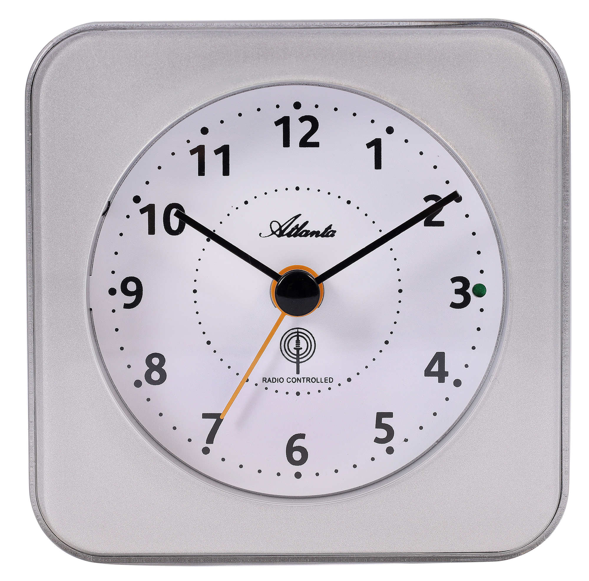 Atlanta Funk-Wecker (Leisegang/ Licht/ Snooze), 7,5 x 7,5cm, silber