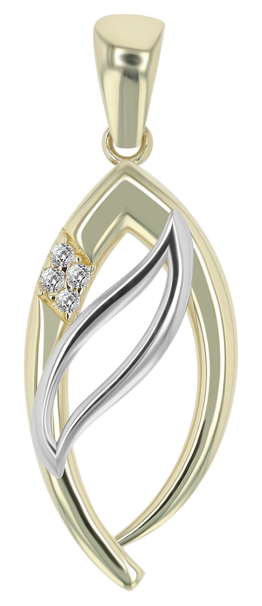 333/- Gold Anhänger "Fiene" mit Zirkoniabesatz ohne Kette, 8 Karat. Gelb- & Weißgold