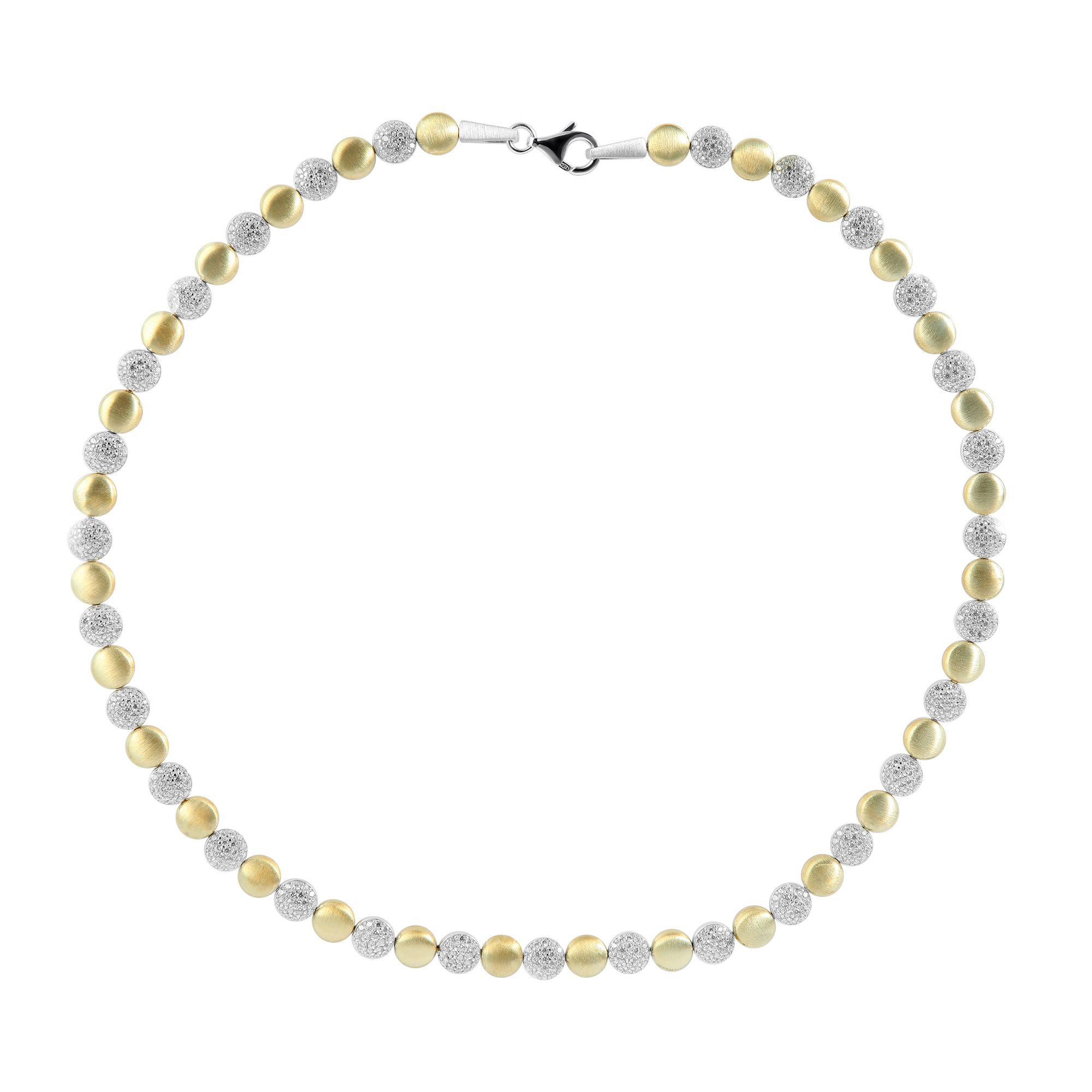 925/- Echt Silber Halskette "Elina", Zirkoniabesatz, bicolor, 925/rhodiniert