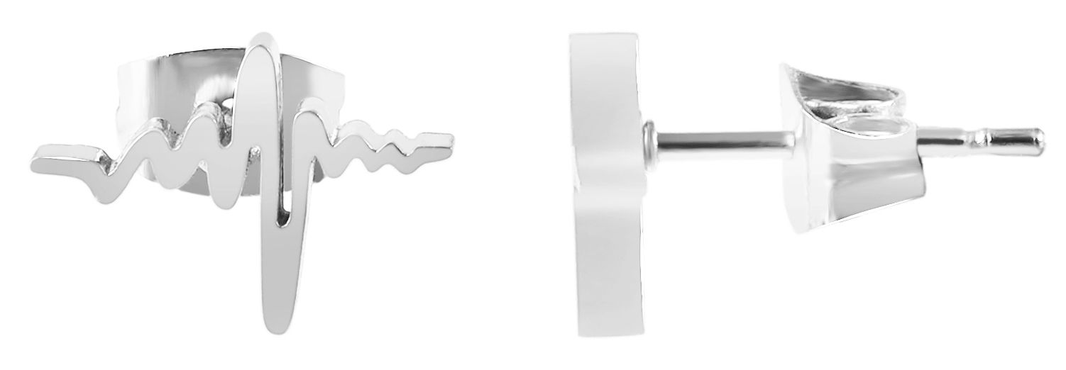 Akzent Edelstahl Ohrstecker, " Herzschlag", silberfarben