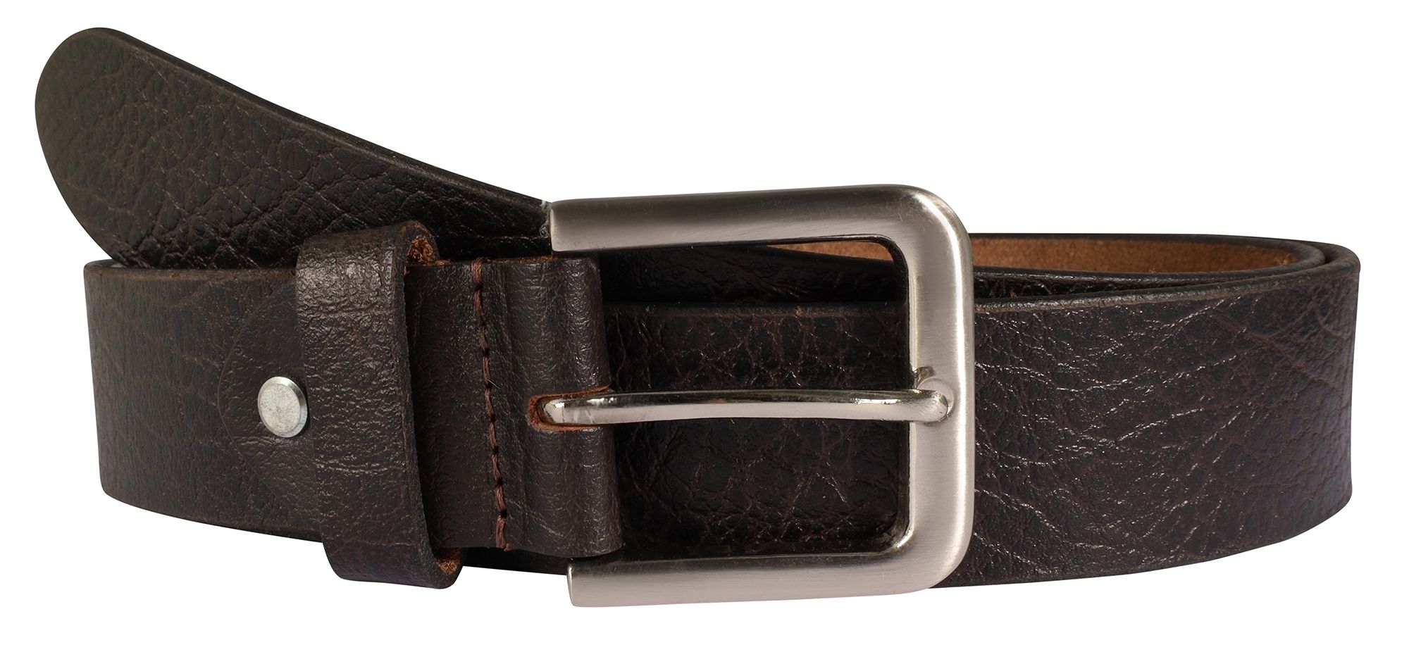 Leonardo Verrelli echt leren riem, donkerbruin, kan worden ingekort, 130 cm