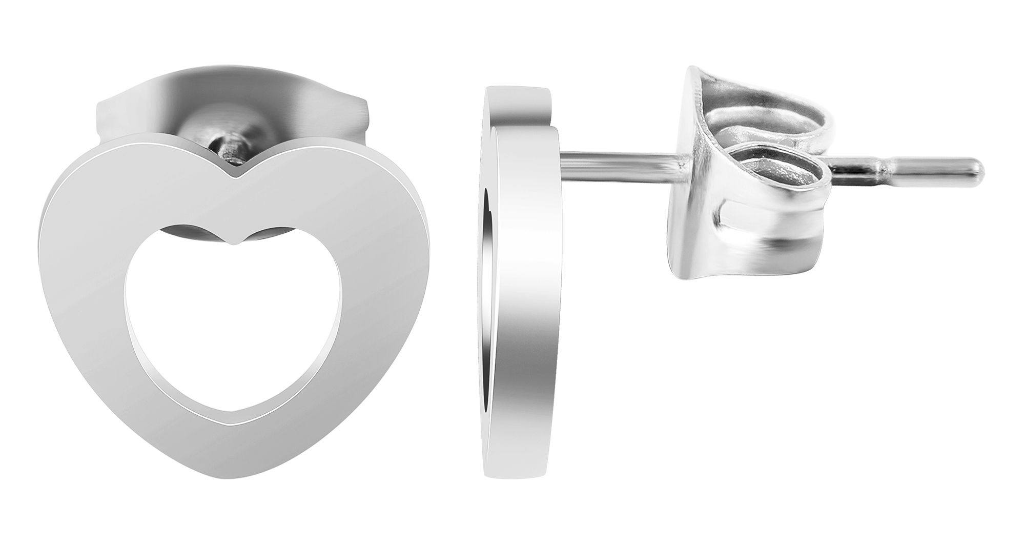 Akzent Edelstahl Ohrstecker mit Herz Motiv, silberfarbig