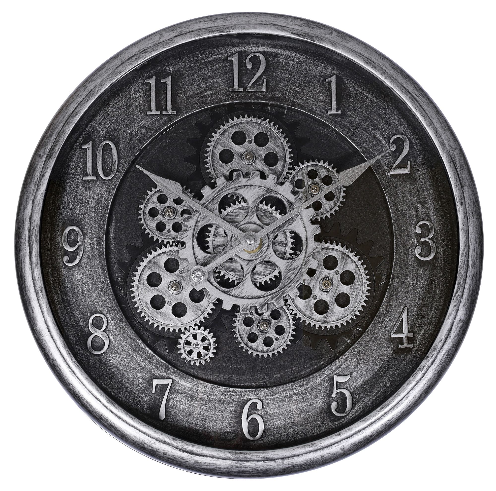 Skeletwandklok in industriële vintagelook, Ø 40 cm, zilverkleurig