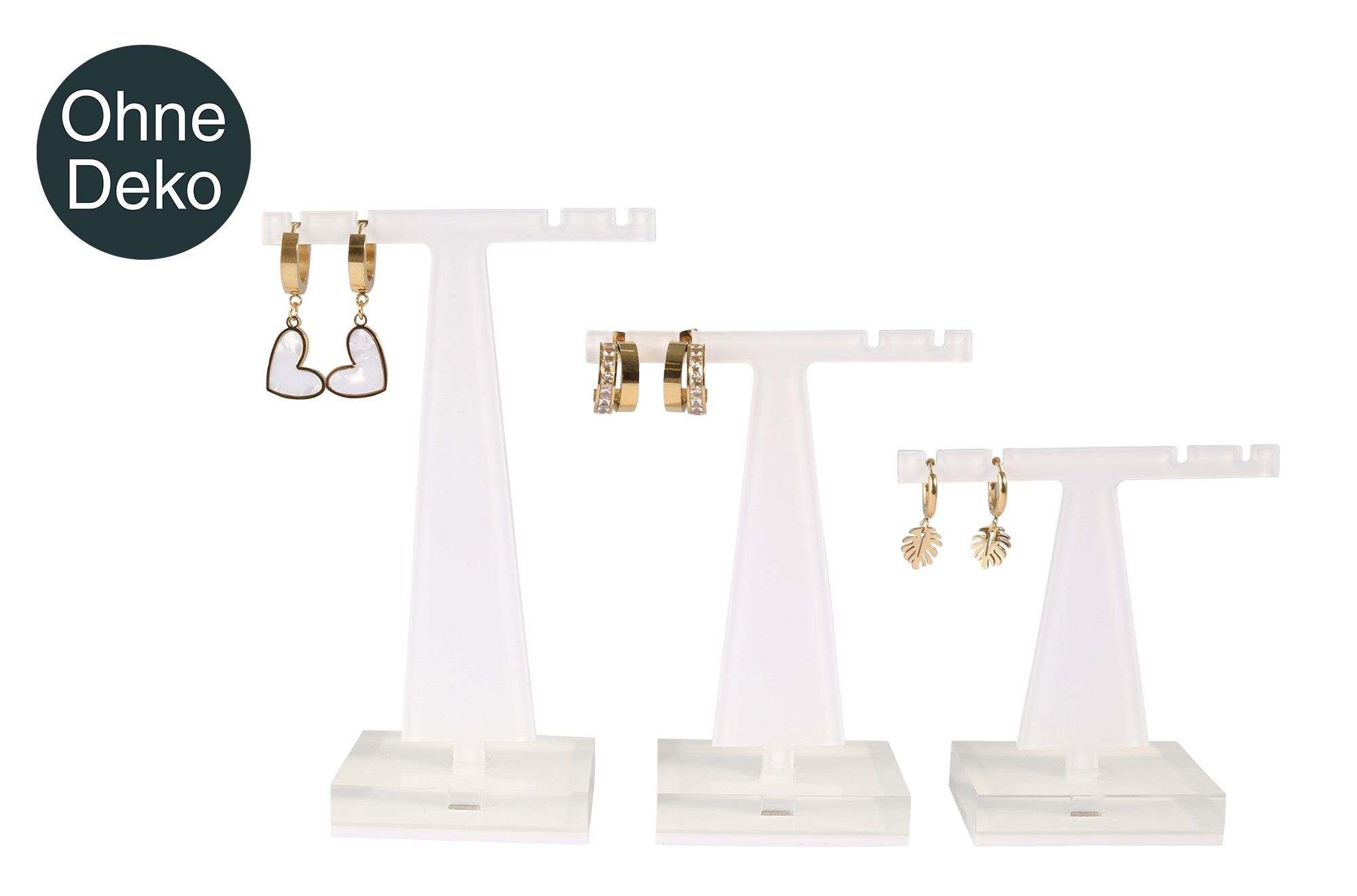 Acrylstandaard voor hoepeloorbellen (glanzende decoratieve serie), set van 3, wit