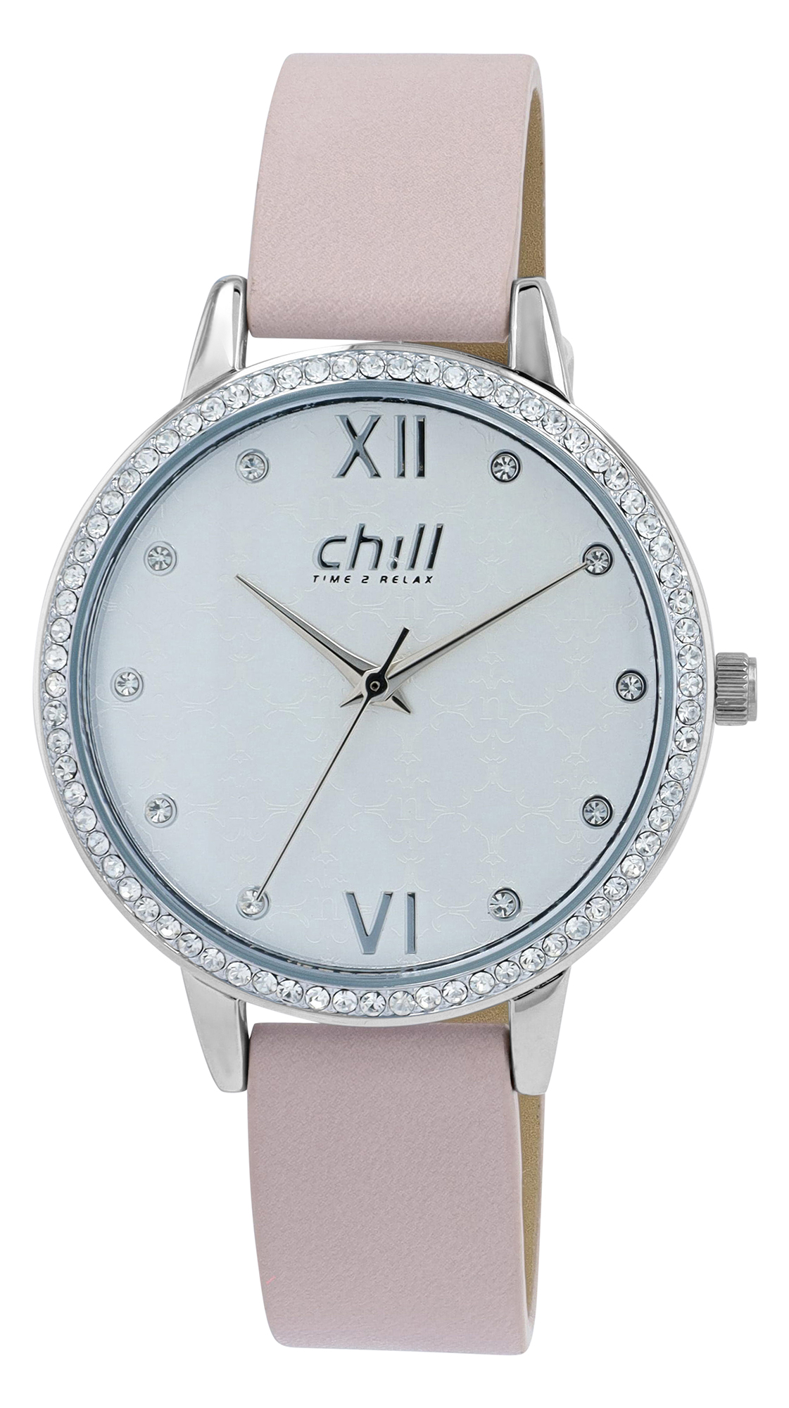 Chill, dameshorloge met imitatieleer, Ø 36 mm, Simili, bordeauxrood/zilverkleurig