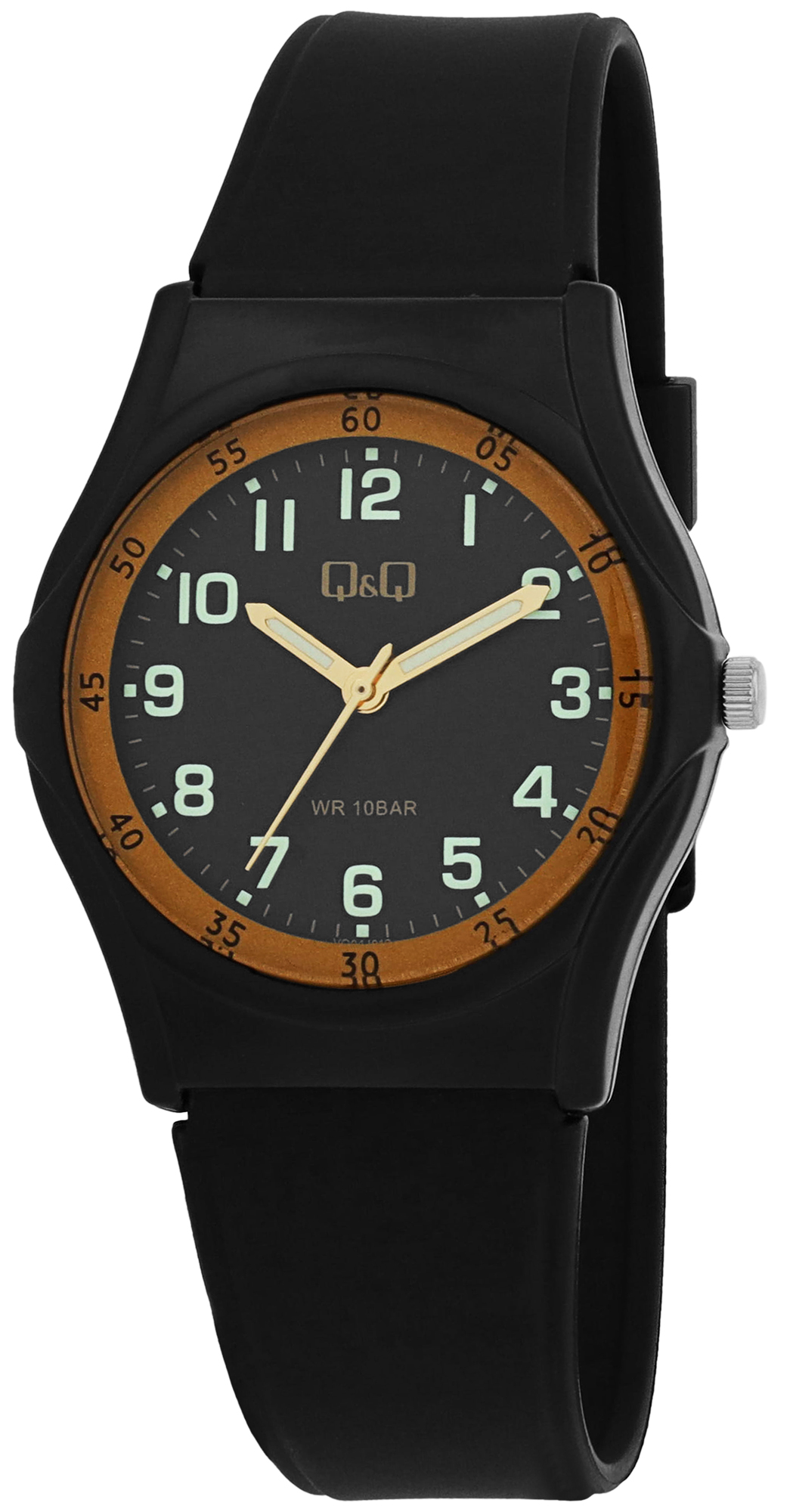 Q&amp;Q herenhorloge met siliconen band, 10 BAR, zwart