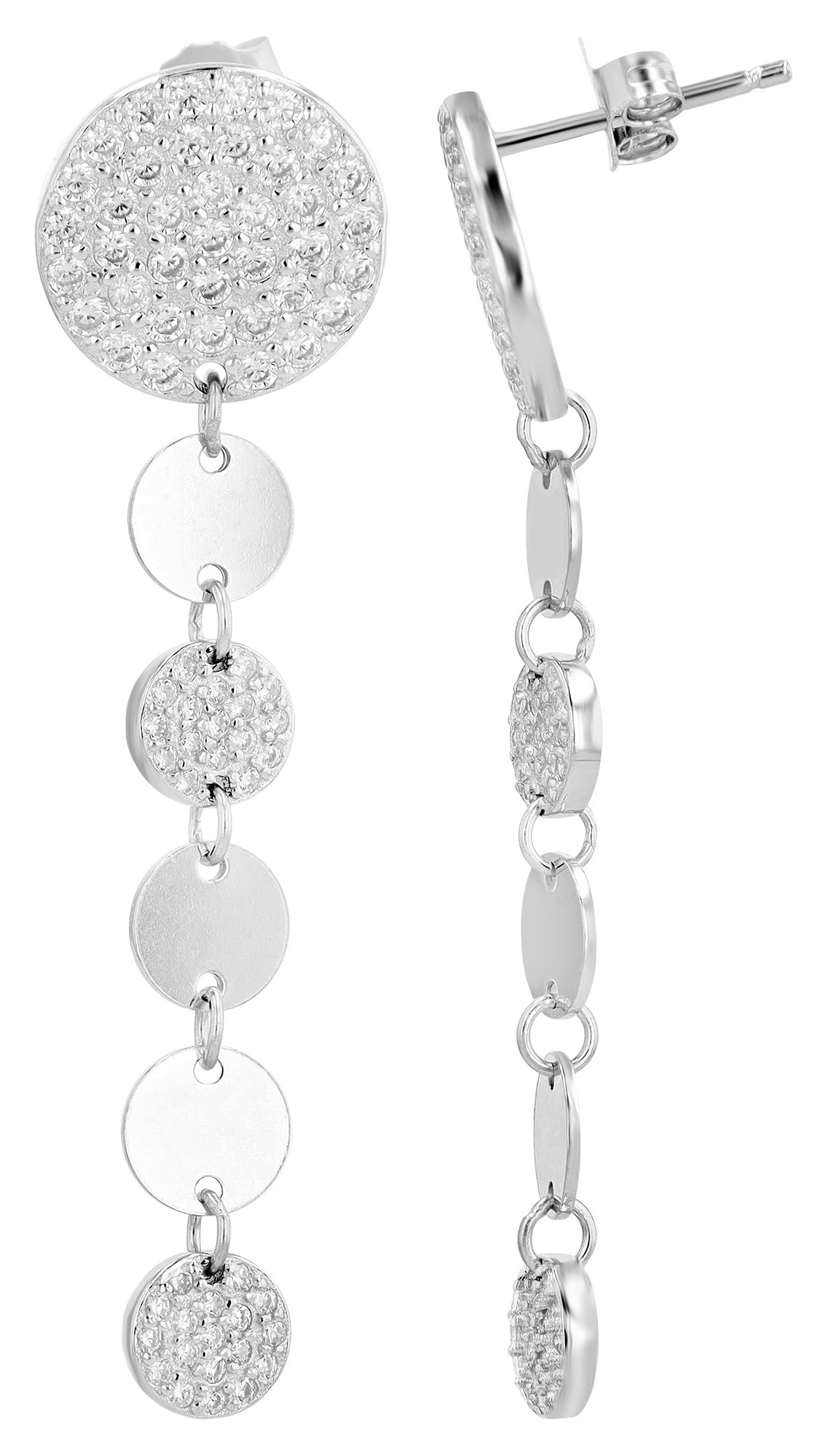 "Kerry" 925/- echt zilveren oorbellen met zirkonia, zilverkleurig gerhodineerd