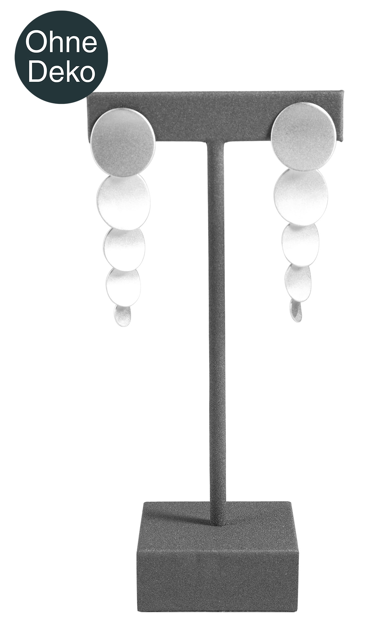 Aufsteller für Ohrringe/ Ohrhänger/ Creolen (Dekoserie Soft), PU-bezogen, 12,5 cm, grau