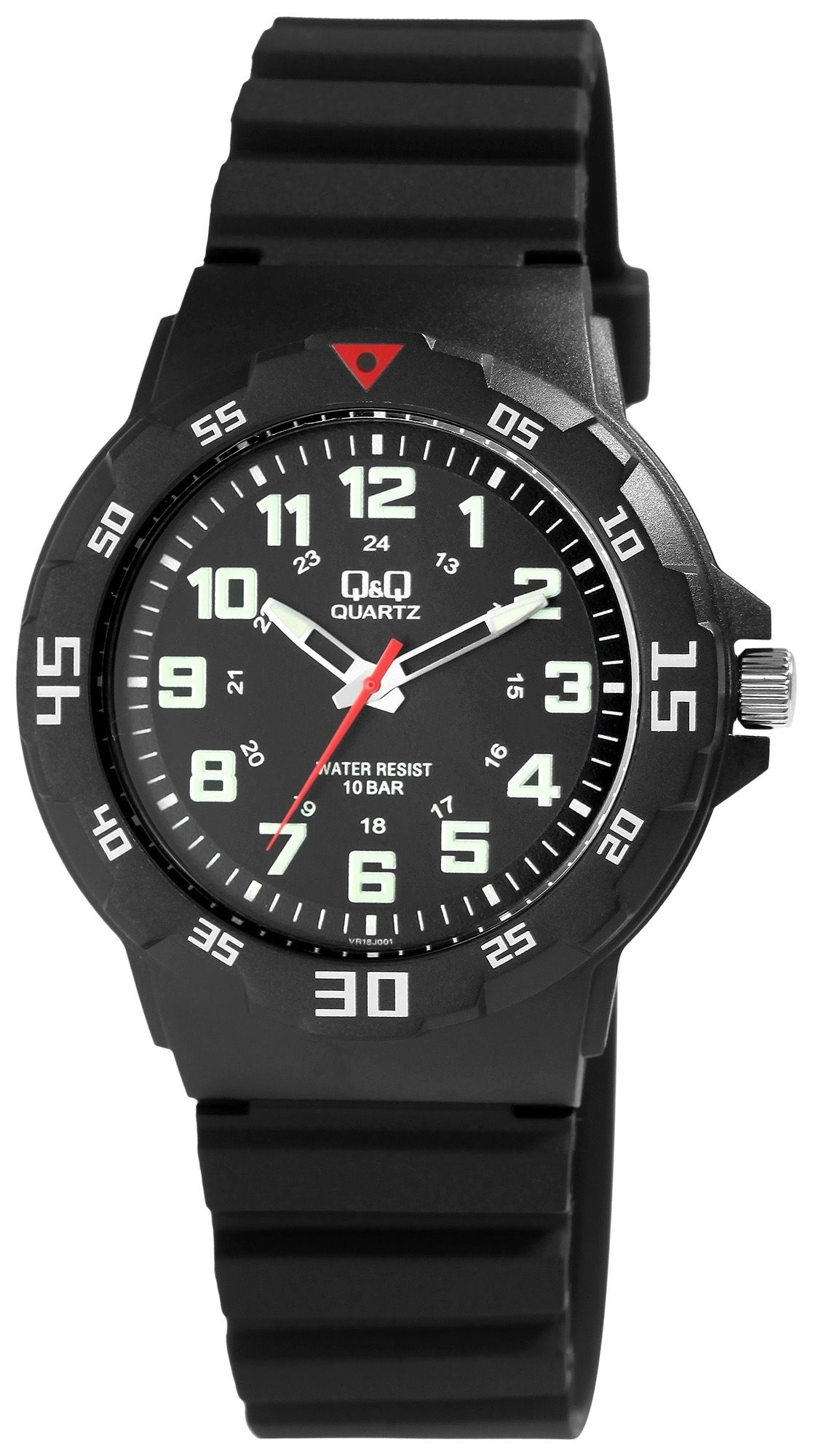 Q&amp;Q herenhorloge met siliconen band, Ø 43 mm, zwart