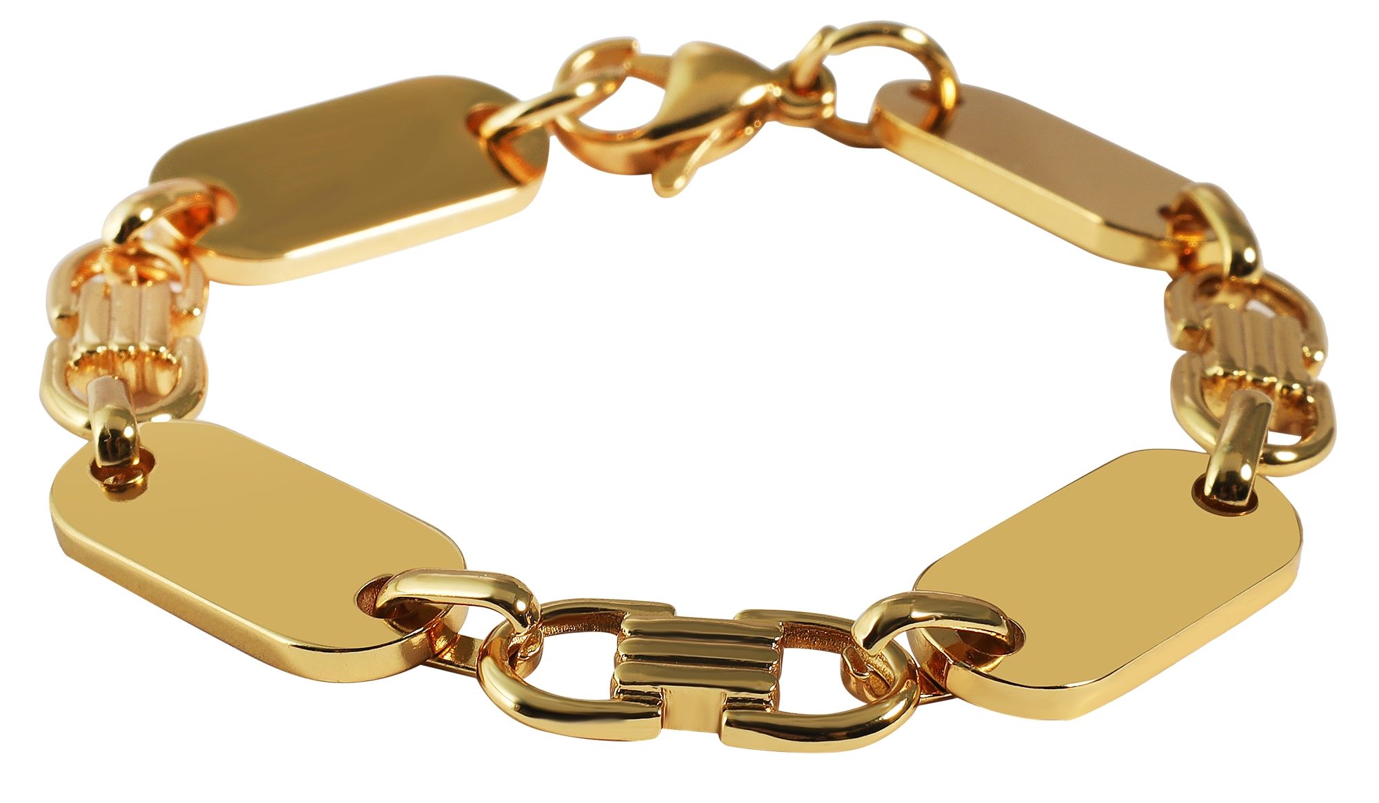 "Isa" Edelstahl Plattenarmband, goldfarben, 19 cm/ 10mm