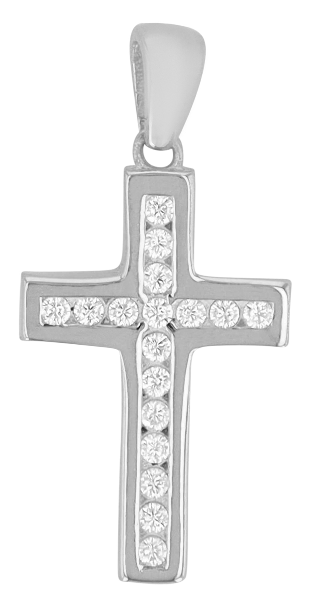 "Uaan" 925/- Echt Silber Anhänger - Kreuz, Zirkonia, silberfarben rhodiniert