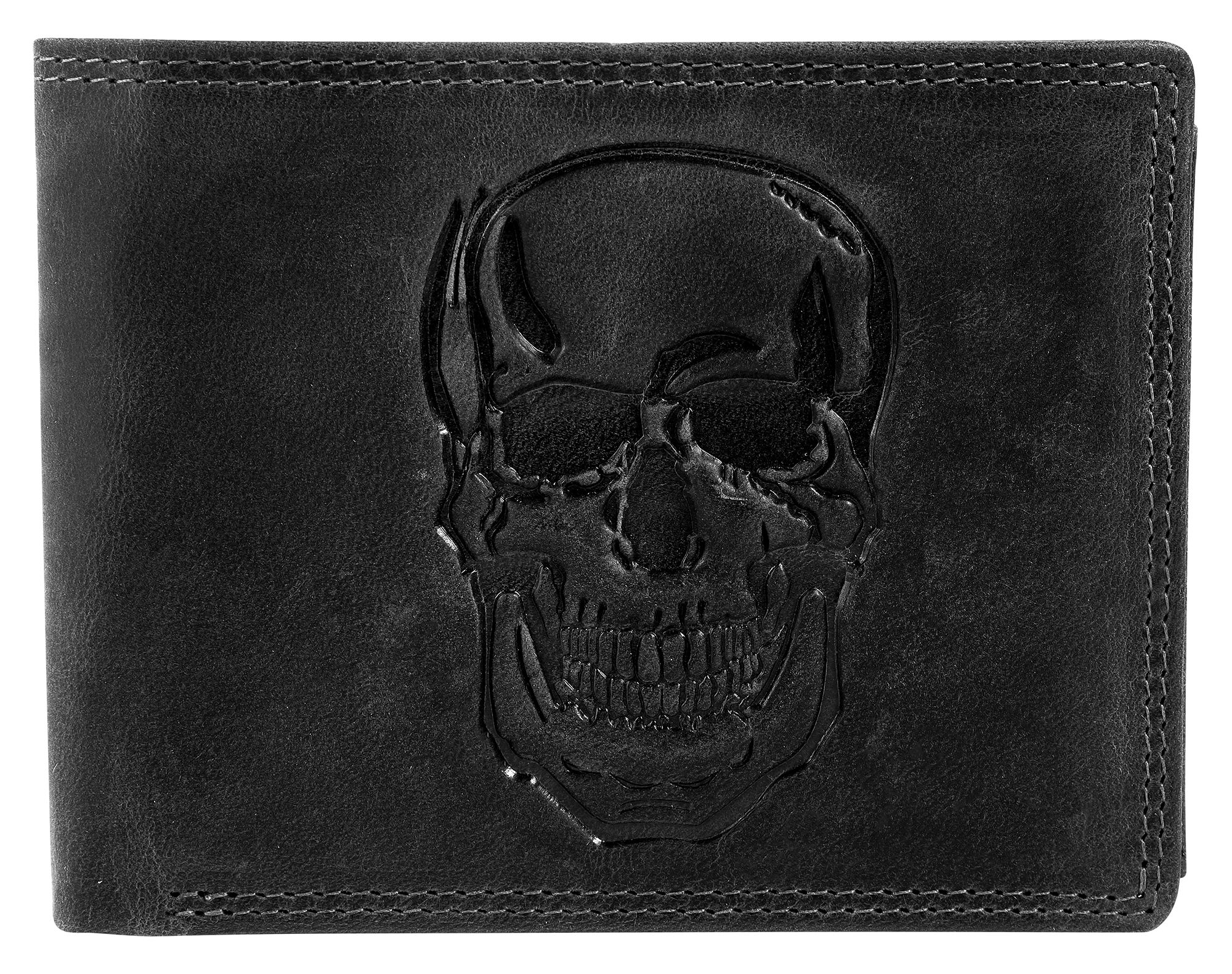 Akzent Geldbörse, RFID, Querformat, Totenkopf, schwarz