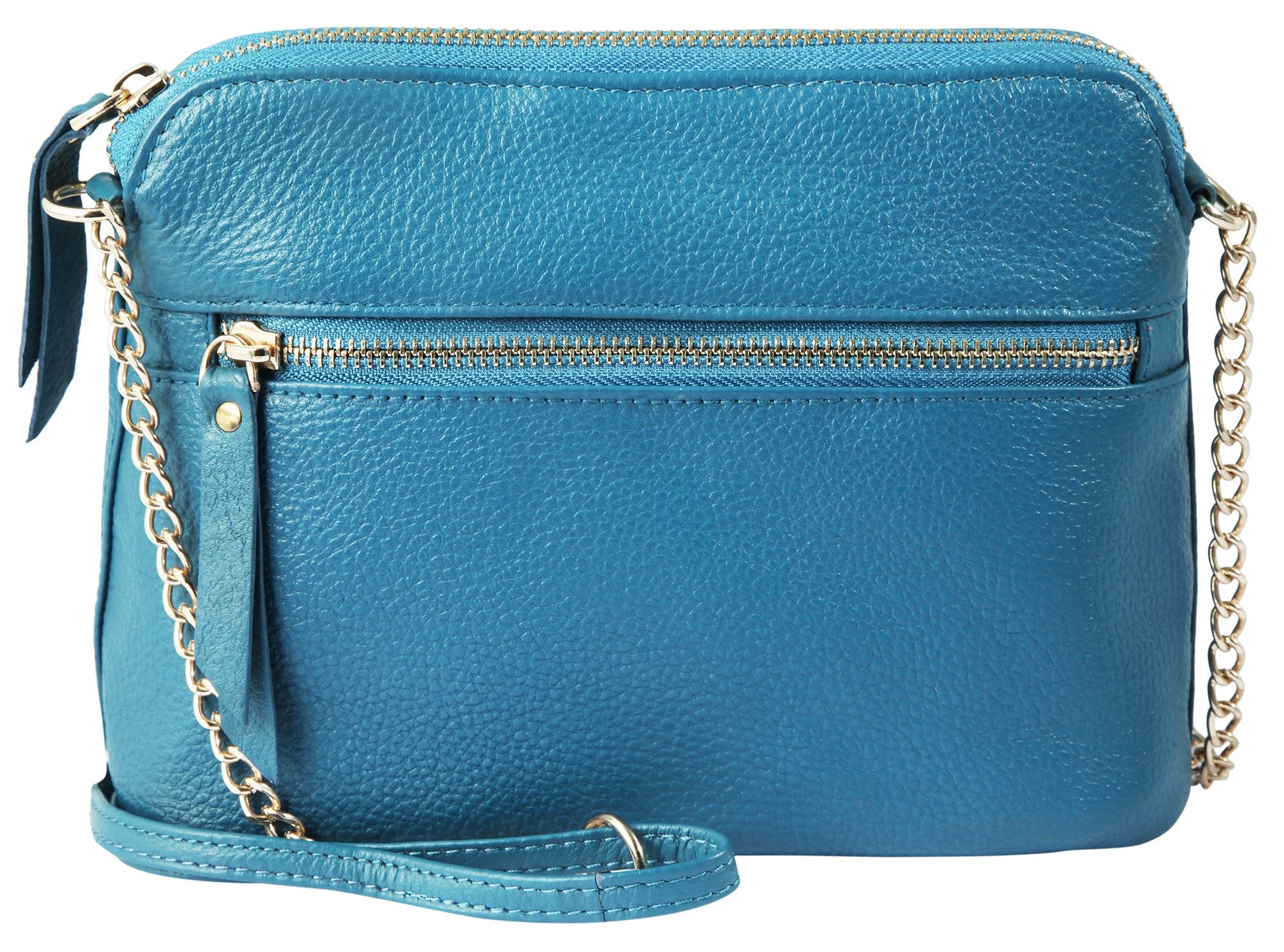 Leonardo Verrelli schoudertas van echt leer, turkoois