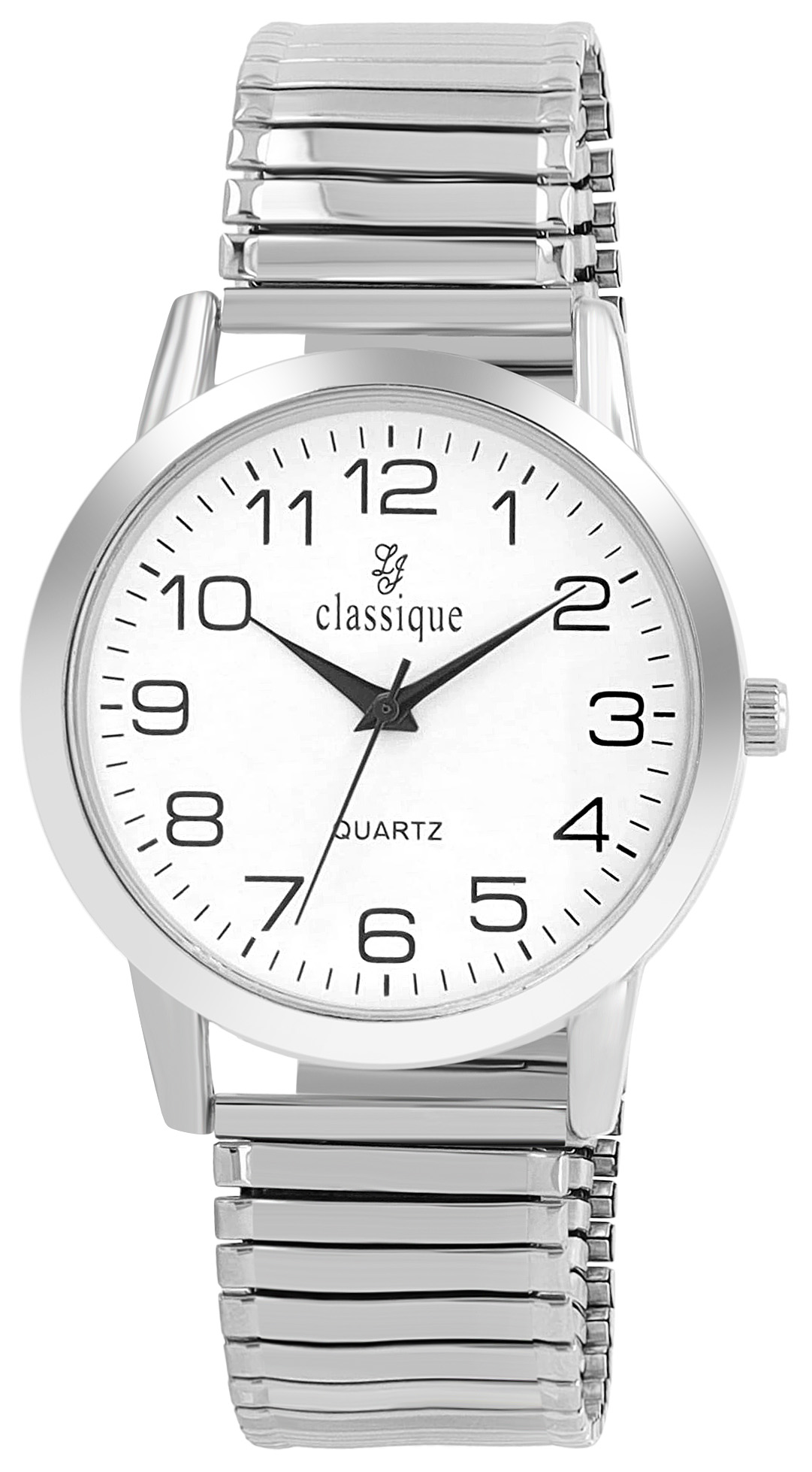 Classique herenhorloge met roestvrijstalen schakelarmband Ø 40 mm, zilverkleurig