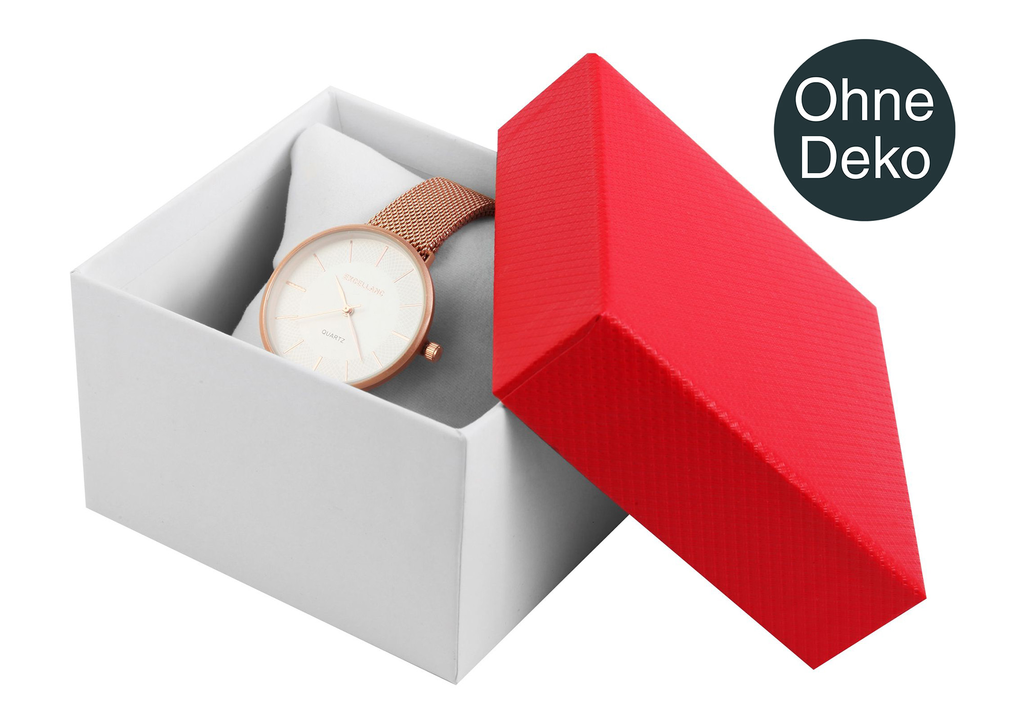 Uhrenverpackung, rot/weiß, Maße: 8,5 x 9 x 6cm