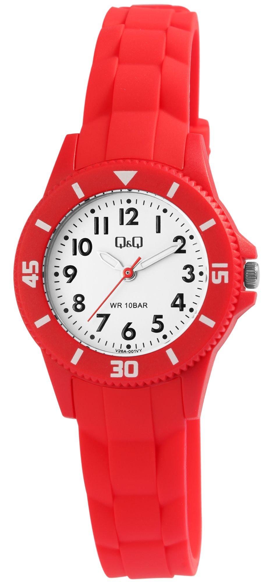 Q&Q Kinder-/Jugenduhr mit Silikonarmband, 10 ATM, rot
