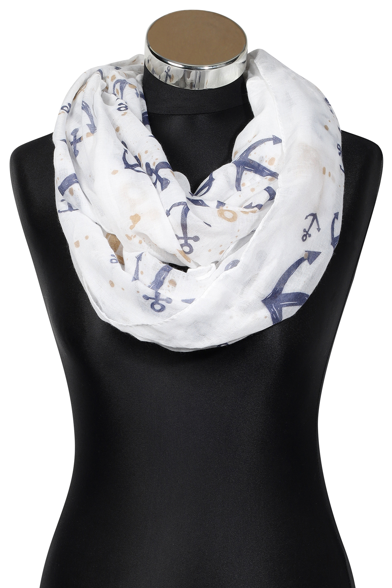 Schalpaket/ Loops, 70 x 180 cm, 30% Baumwolle 70% Viskose, VE 4, weiß + Anker