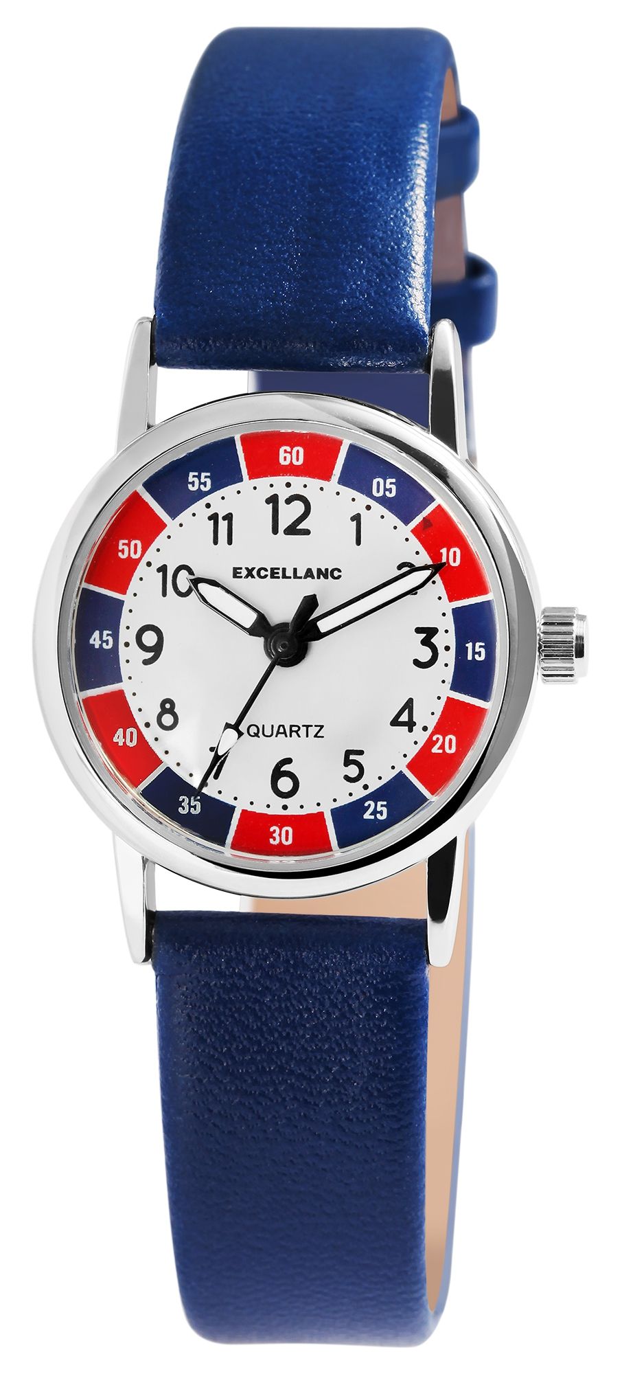 Excellanc kinderleerhorloge met imitatieleren band, blauw