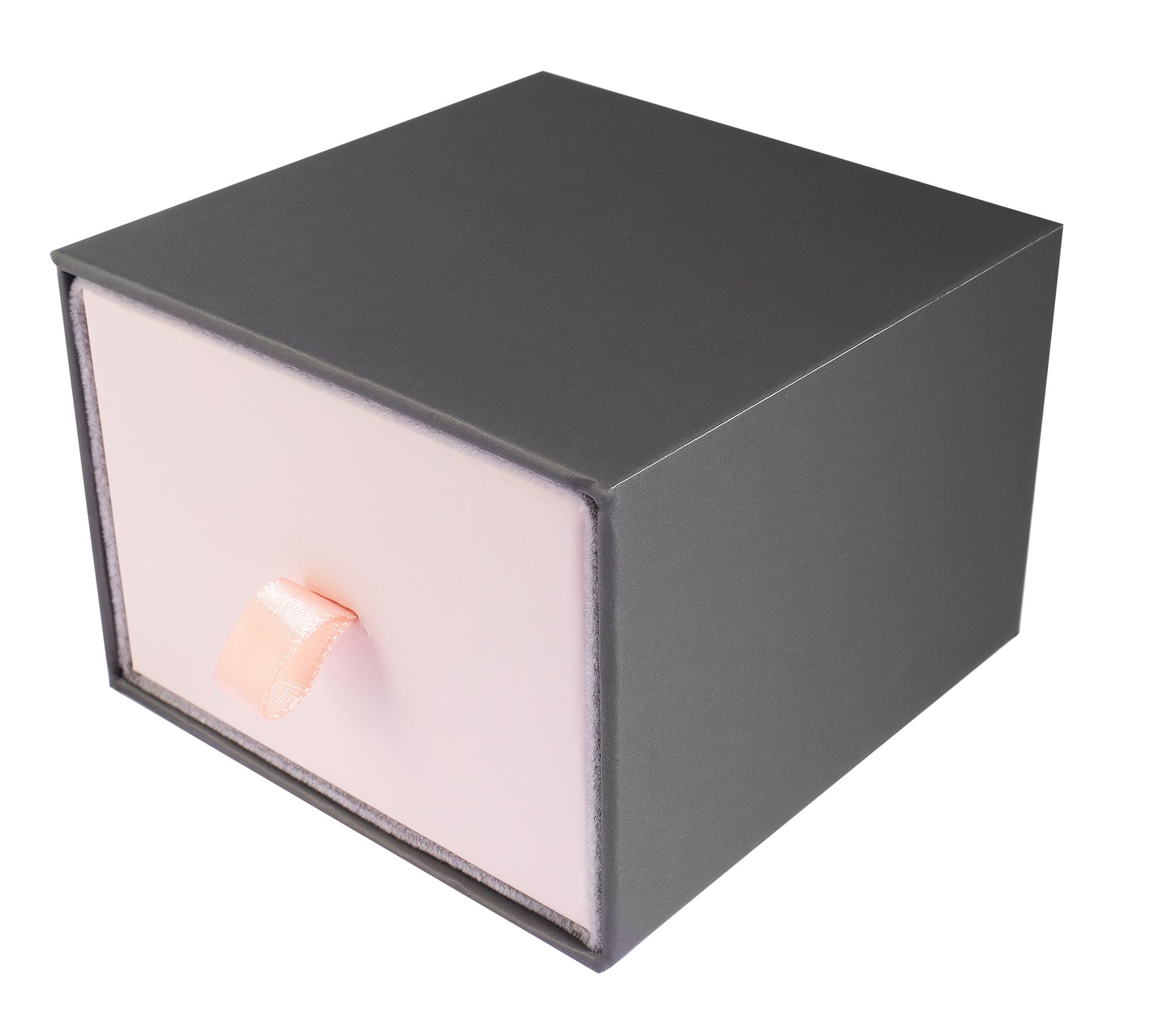 Schmuckboxen aus Pappe, VE 6, grau/rosa, 9 x 9 x 6,5 cm