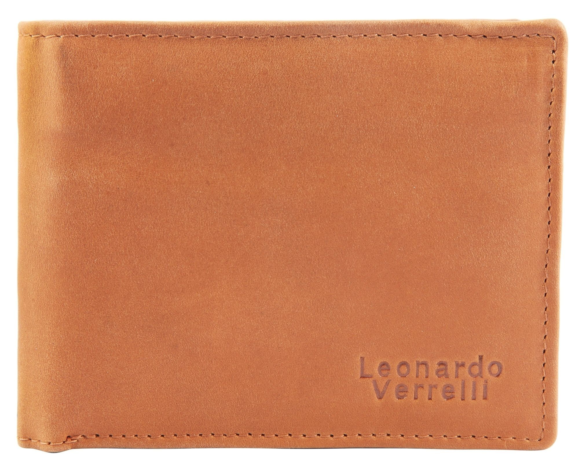 Leonardo Verrelli portemonnee van echt leer in cognac, RFID