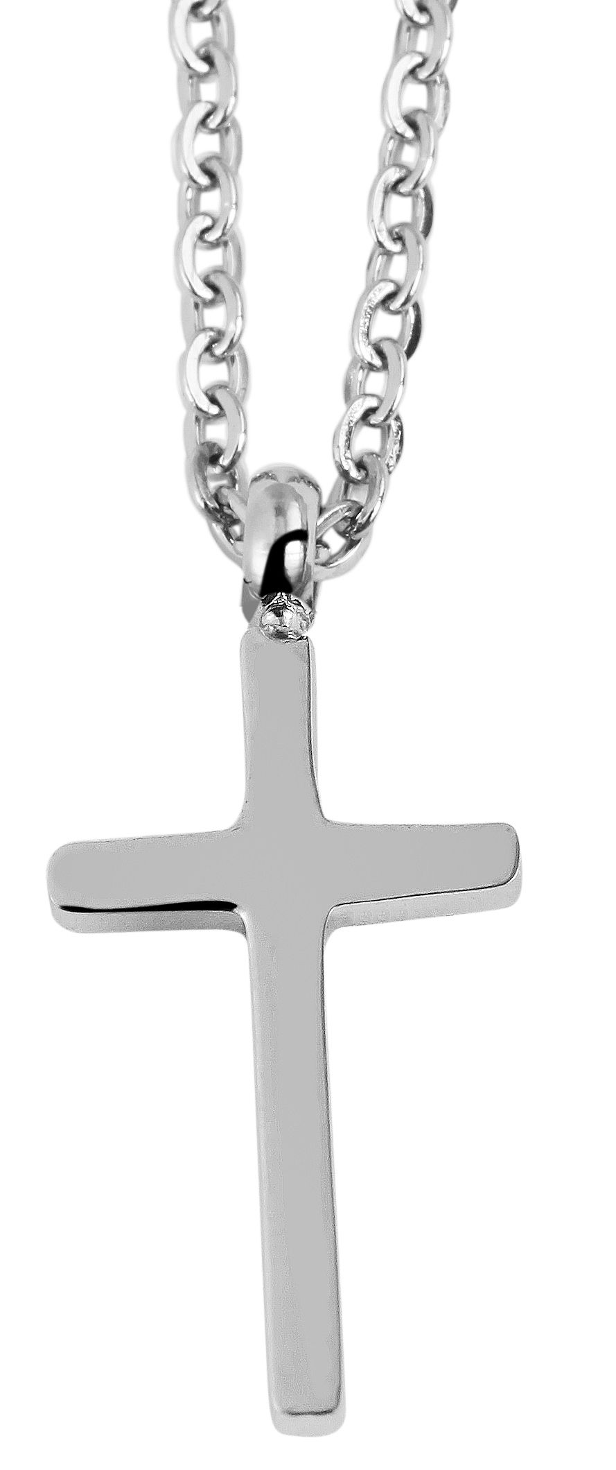"Jette", Akzent Ankerkette, Edelstahl, Kreuz, silberfarben, 45+5cm