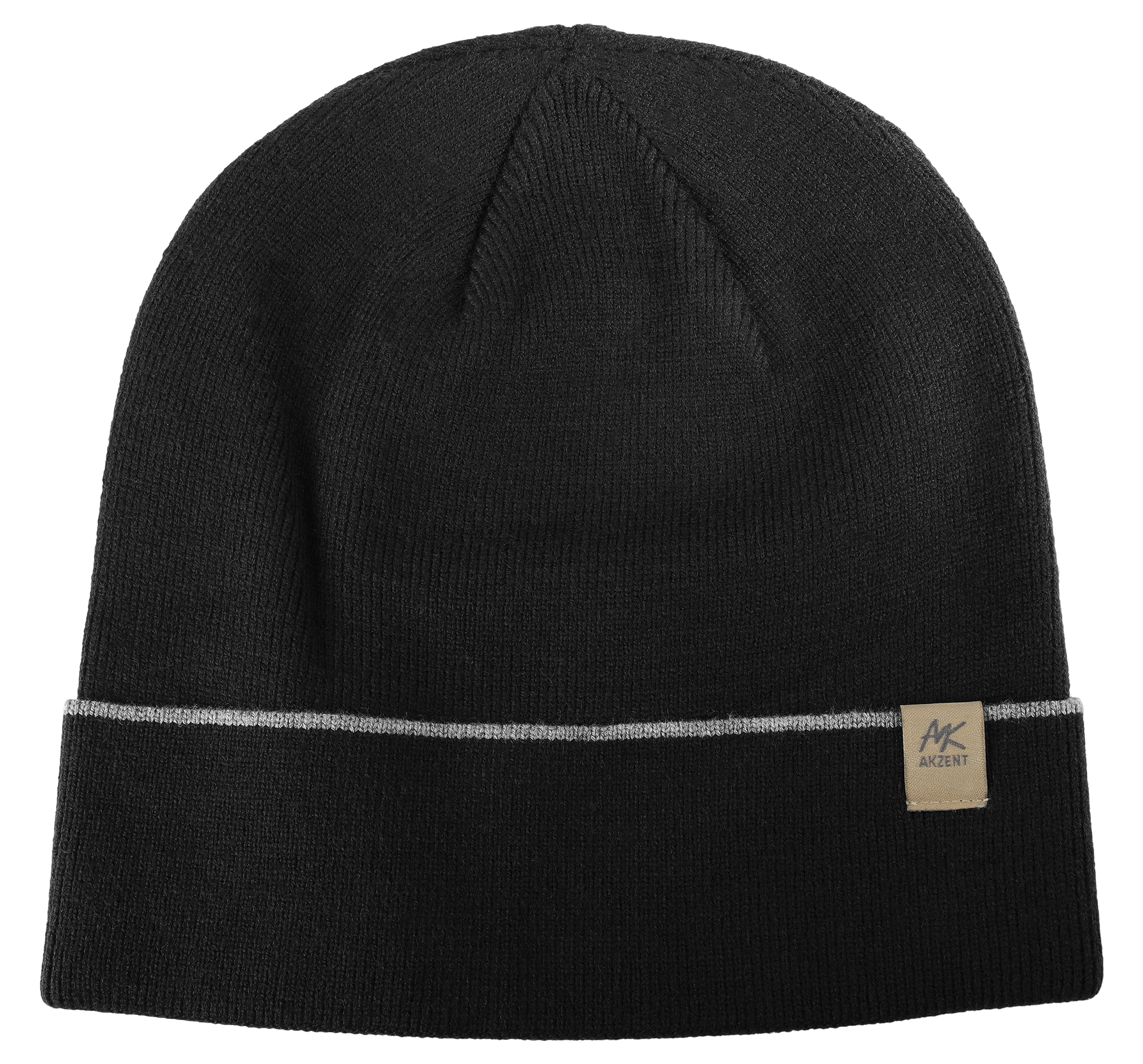 Akzent Strickmütze (mit Umschlag) für Herren, VE-4, schwarz