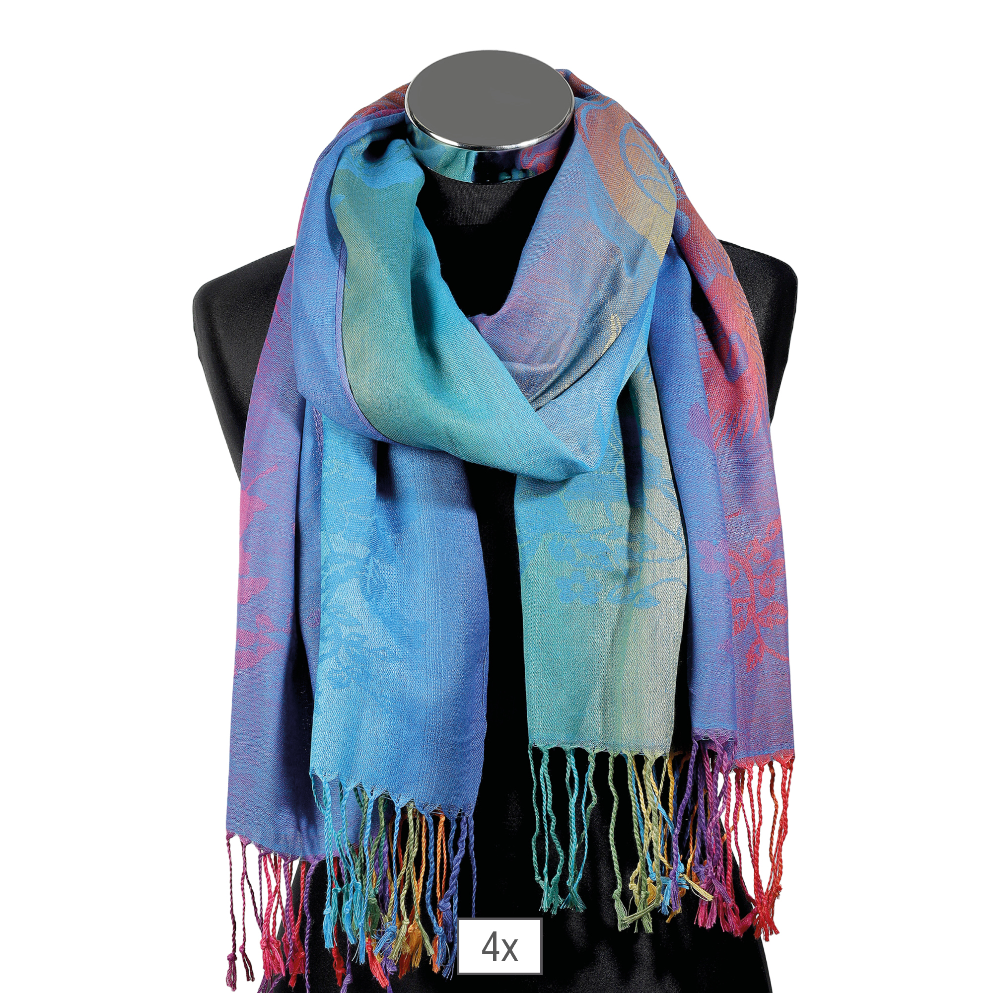 Schalpaket, 100% Polyester, VE 4, Ombré-Effekt + Pfau, blau