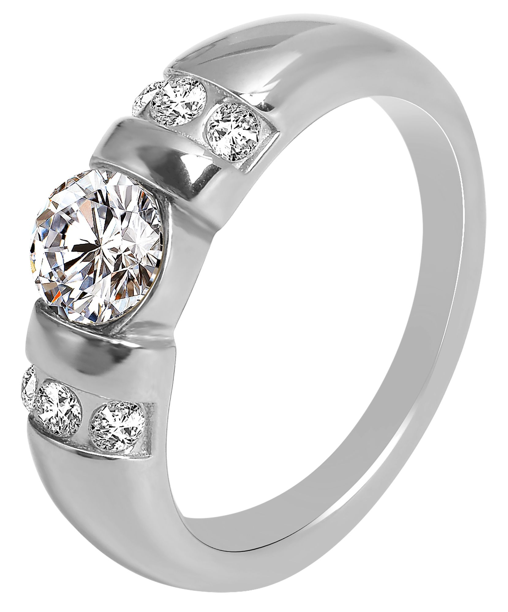 Akzent damesring in roestvrij staal, zirkonia, maat 48