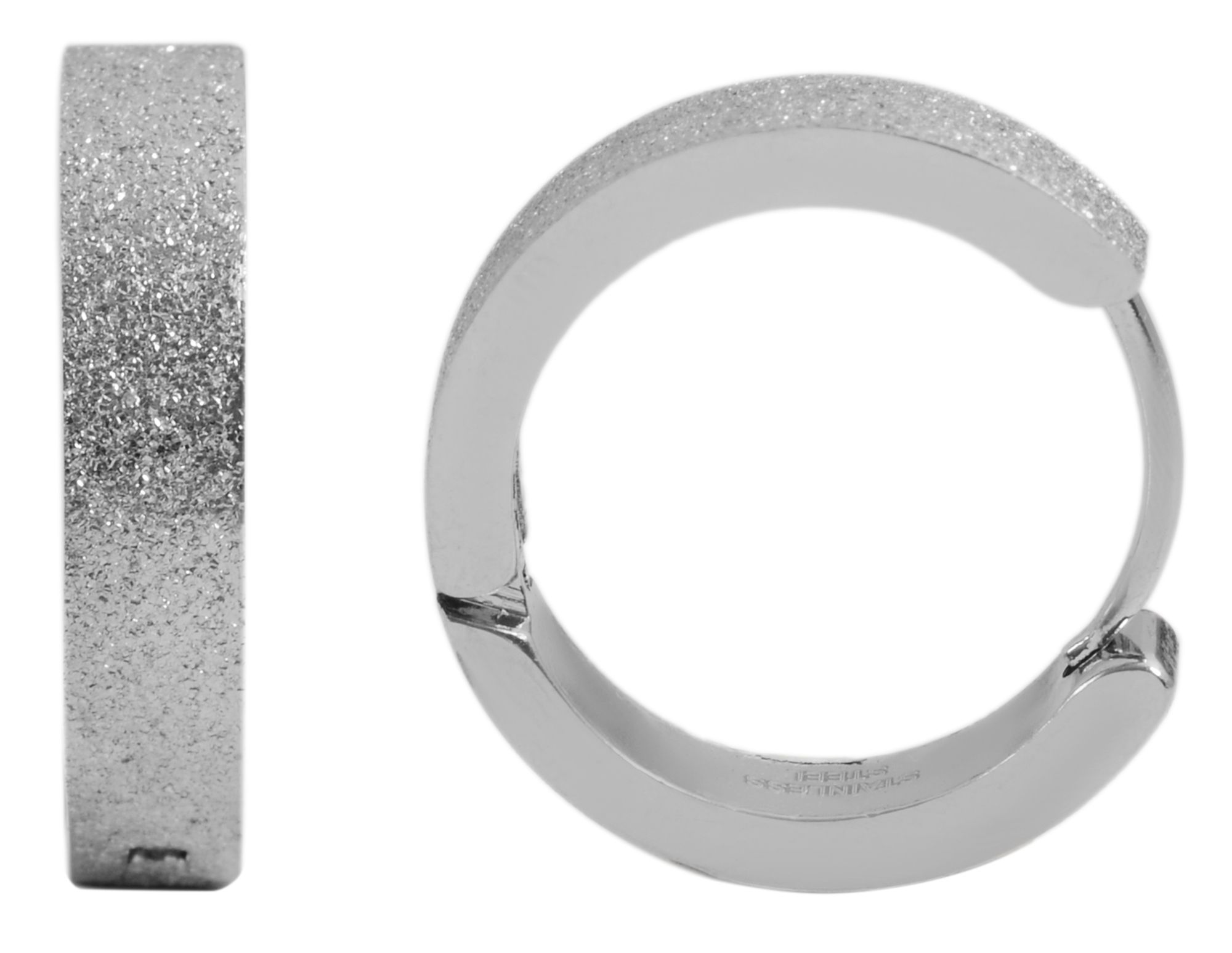 "Fina" Akzent Edelstahl Klapp-Creolen, sandgestrahlt, silberfarben