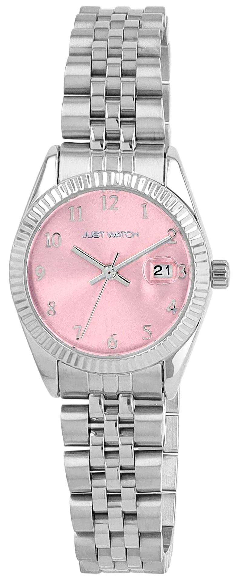 JUST WATCH Damenuhr "Else" mit Edelstahlband Ø 27 mm, silberfarben/hellrosa