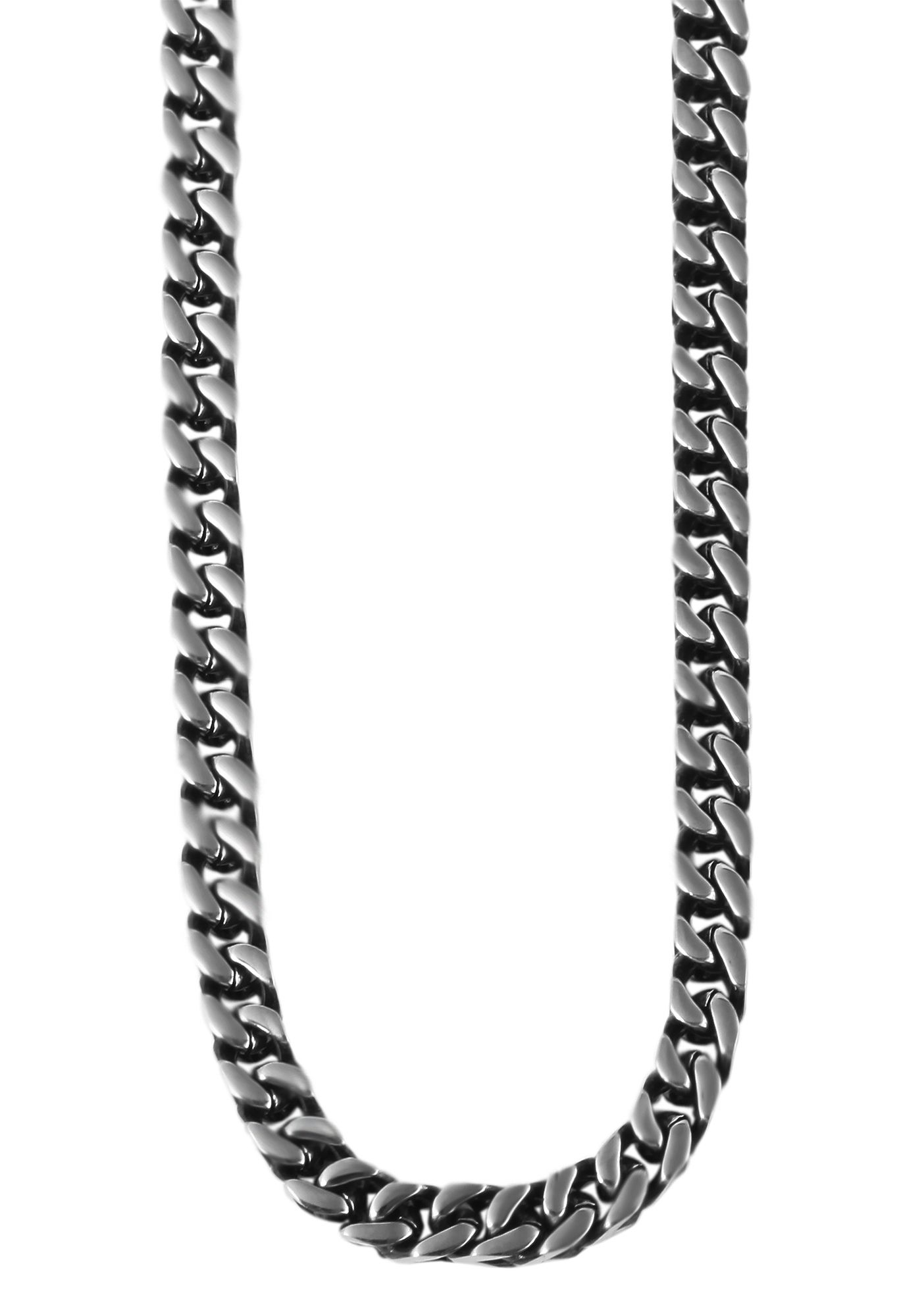 Accent curb ketting van roestvrij staal, IP plated, zilver/zwart, lengte 43cm