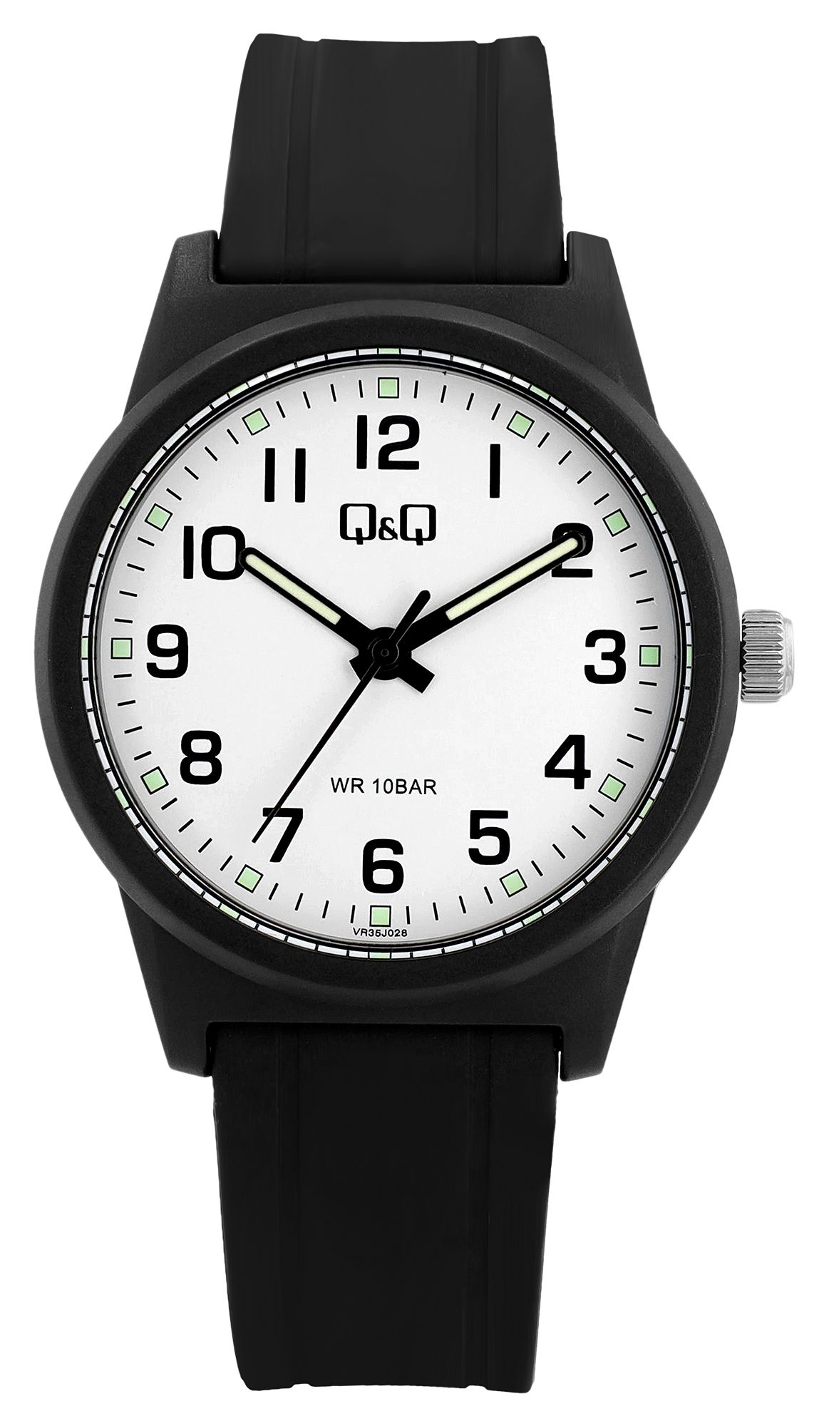 Q&amp;Q herenhorloge, kunststof band, Ø 40 mm, zwart/wit