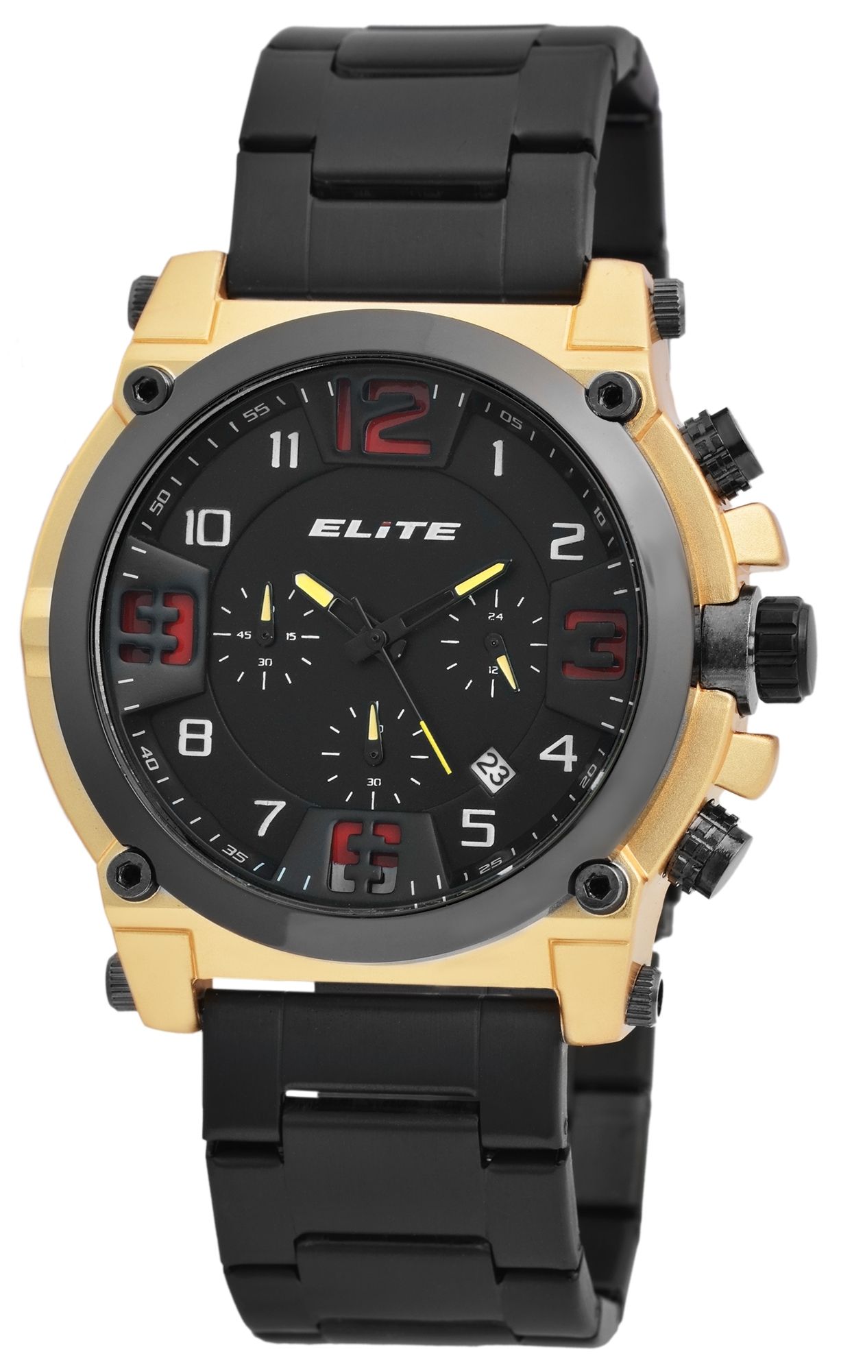 Elite Herren Chronograph mit Metallband, 3ATM
