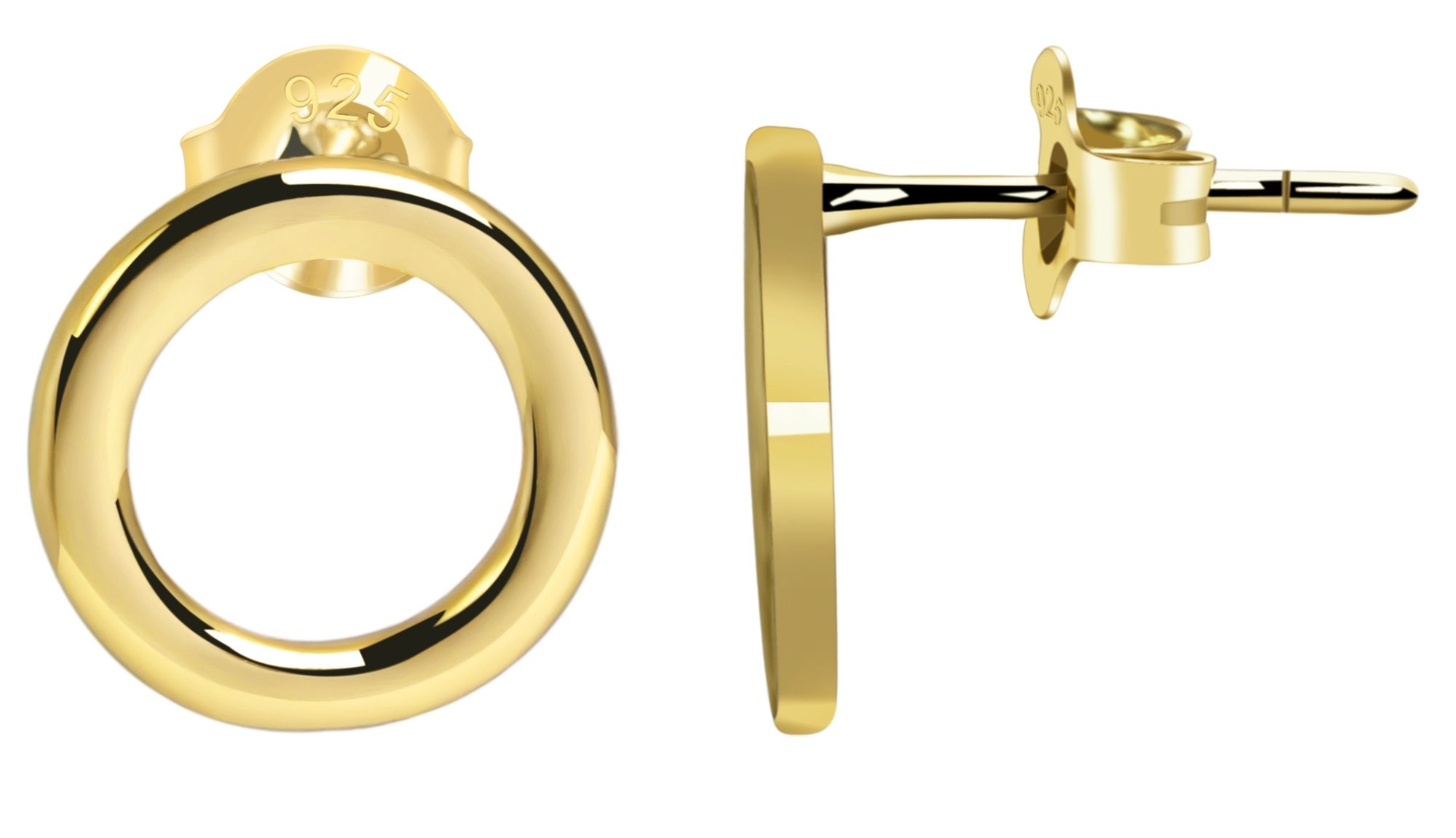 "Charlotte" 925/- echt zilveren oorbellen - rond, open vorm Ø 11mm, verguld