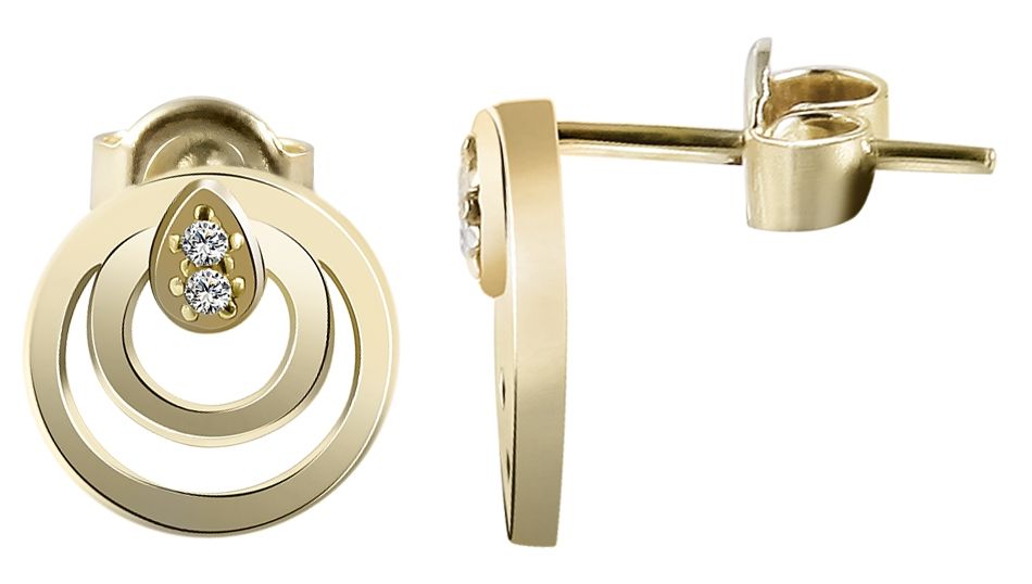 333/- Gold "Antonica" Ohrstecker mit Zirkoniabesatz, rund, 8 Karat, Gelbgold