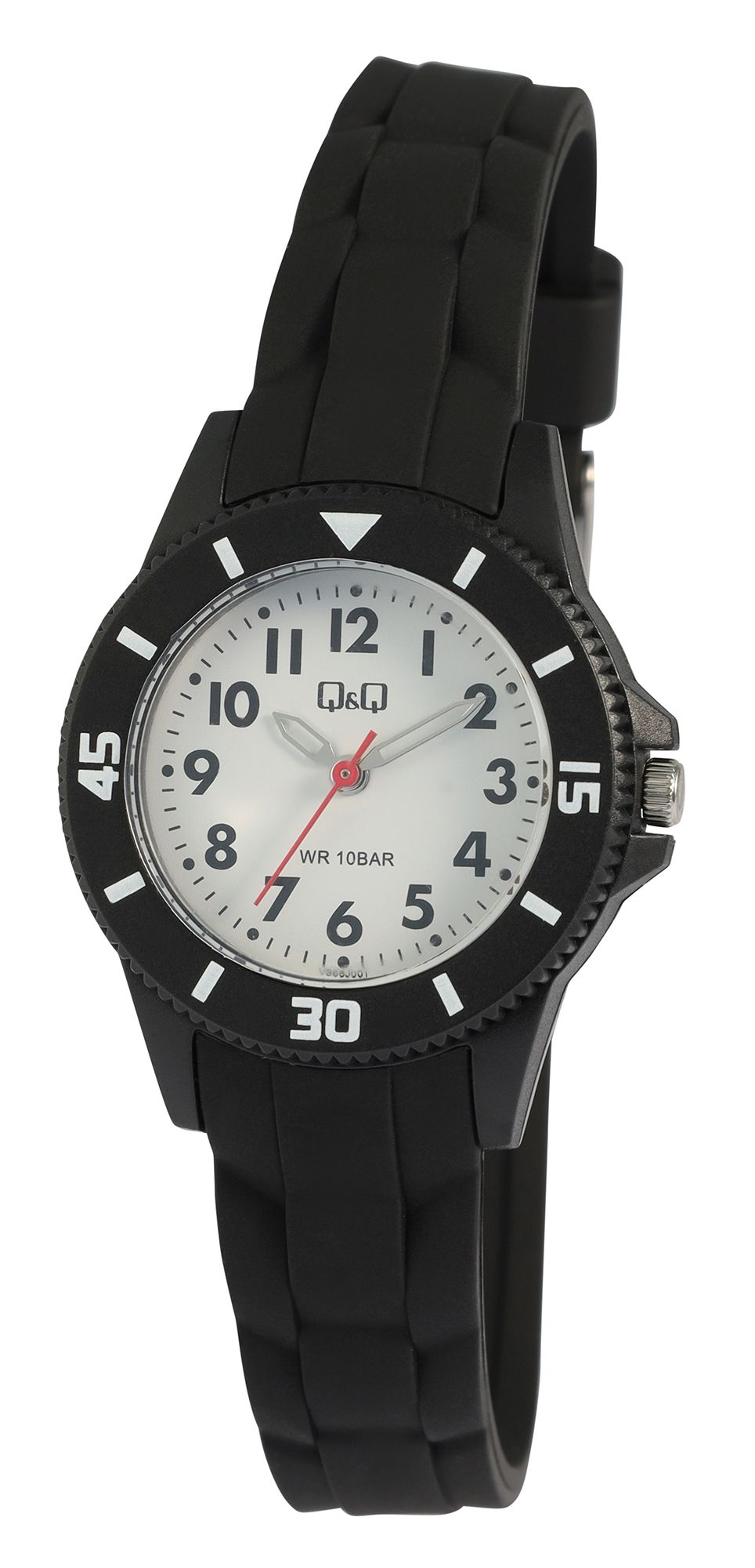 Q&amp;Q kinder-/jeugdhorloge, kunststof band, Ø 30 mm, zwart