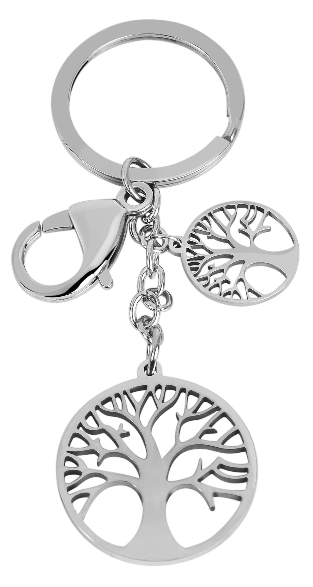 Akzent Edelstahl Schlüsselanhänger, Lebensbaum, silberfarbig