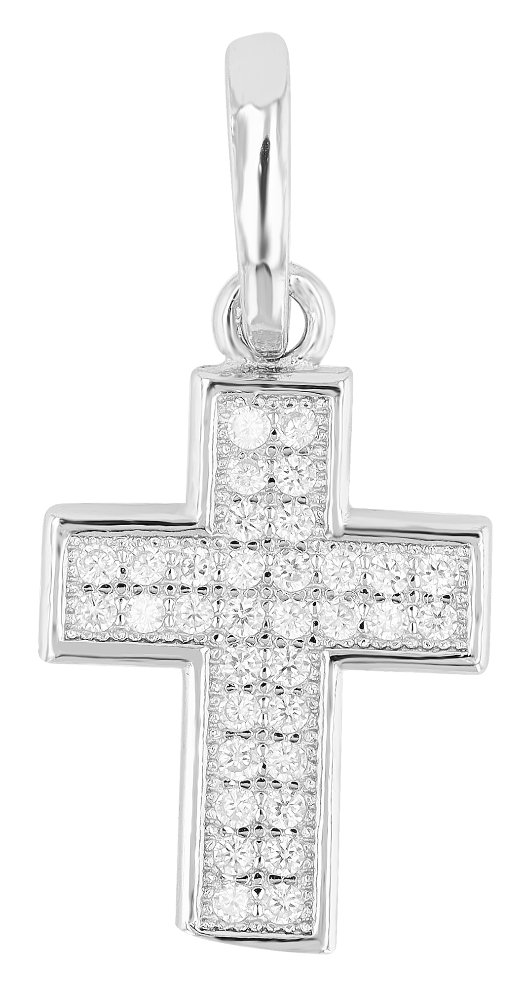 "Dörthe" 925/- echt zilveren hanger, gerhodineerd, zirkonia gezet, kruis