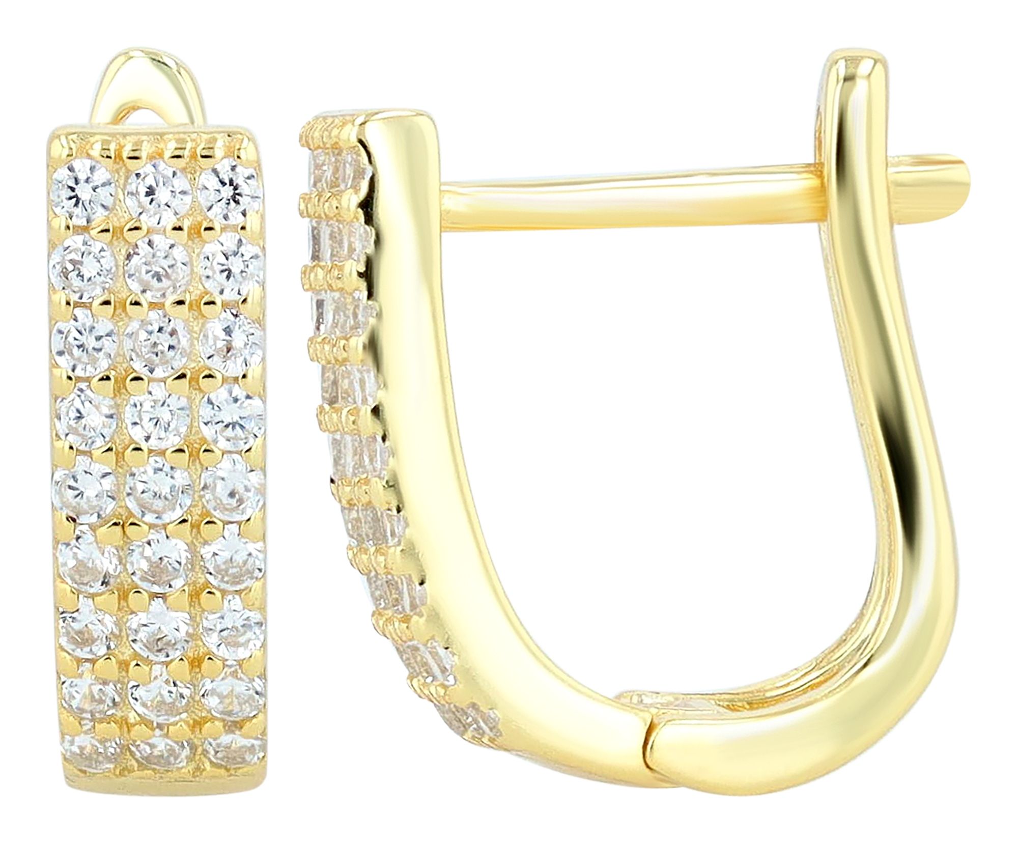 "Alia" 925/- echt zilveren scharnierende hoepel oorbellen met zikonia zetting, verguld