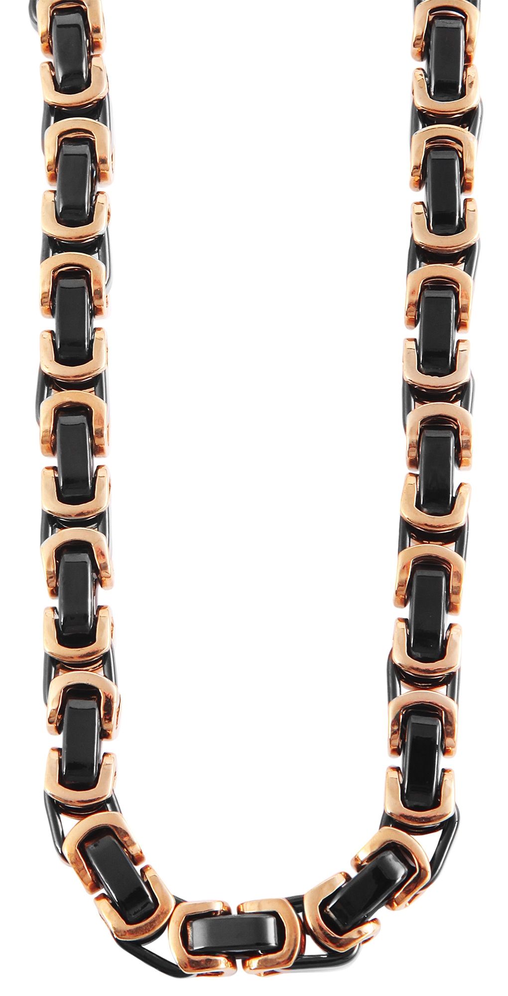 Accentketting van roestvrij staal, zwart/roze-goudkleurig, dikte 8 mm, lengte 50 cm