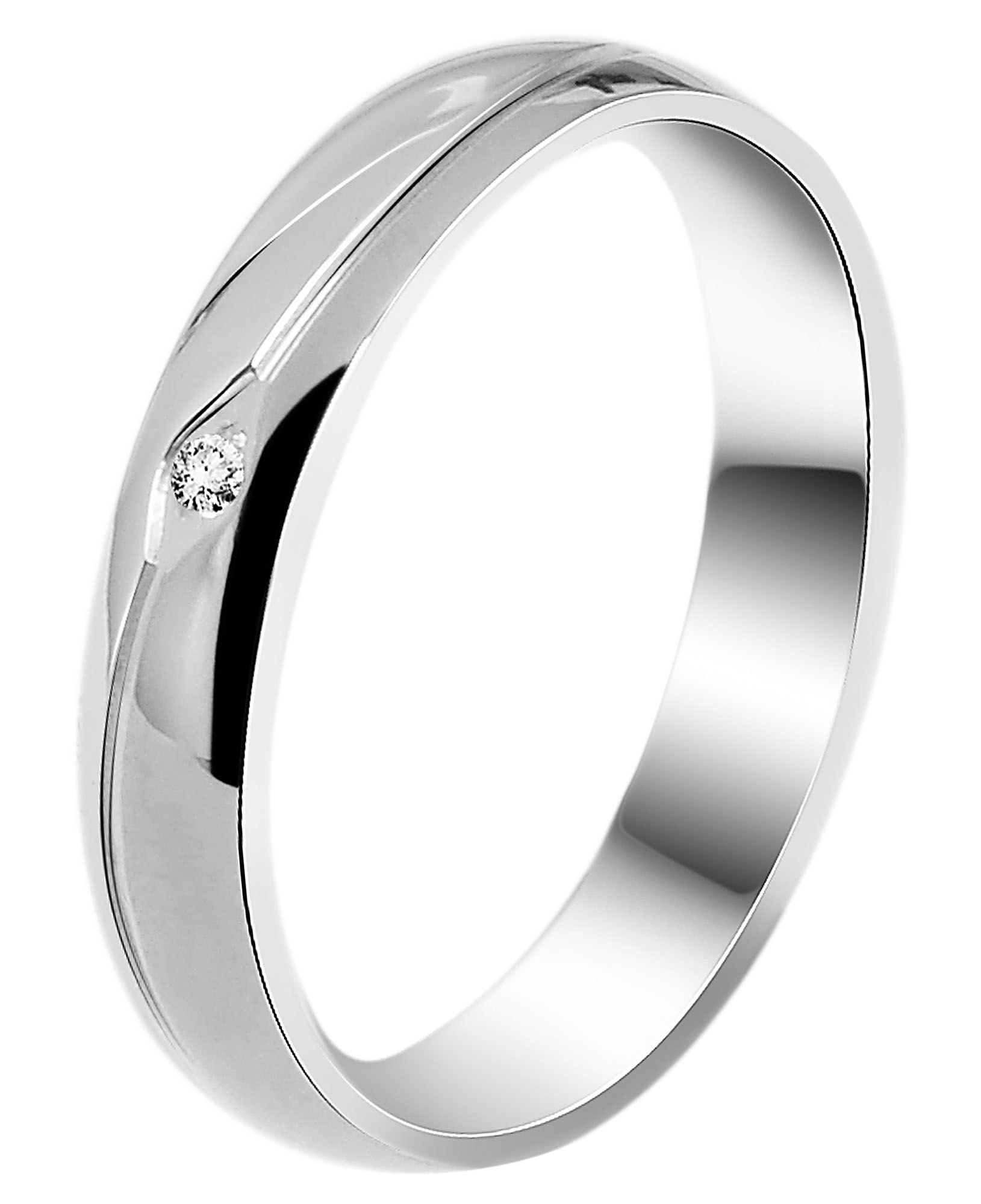 Akzent Damen-Partnerring aus Edelstahl, mit Similistein, silberfarbig, Gr. 54