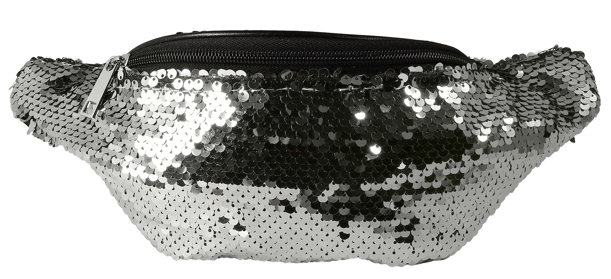 Riemtas met zilverkleurige pailletten