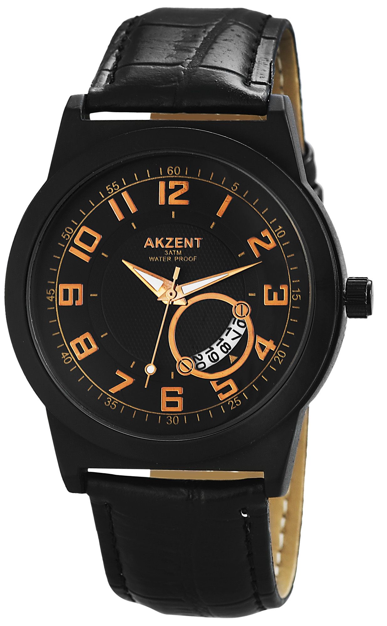 Accent herenhorloge met imitatieleren band