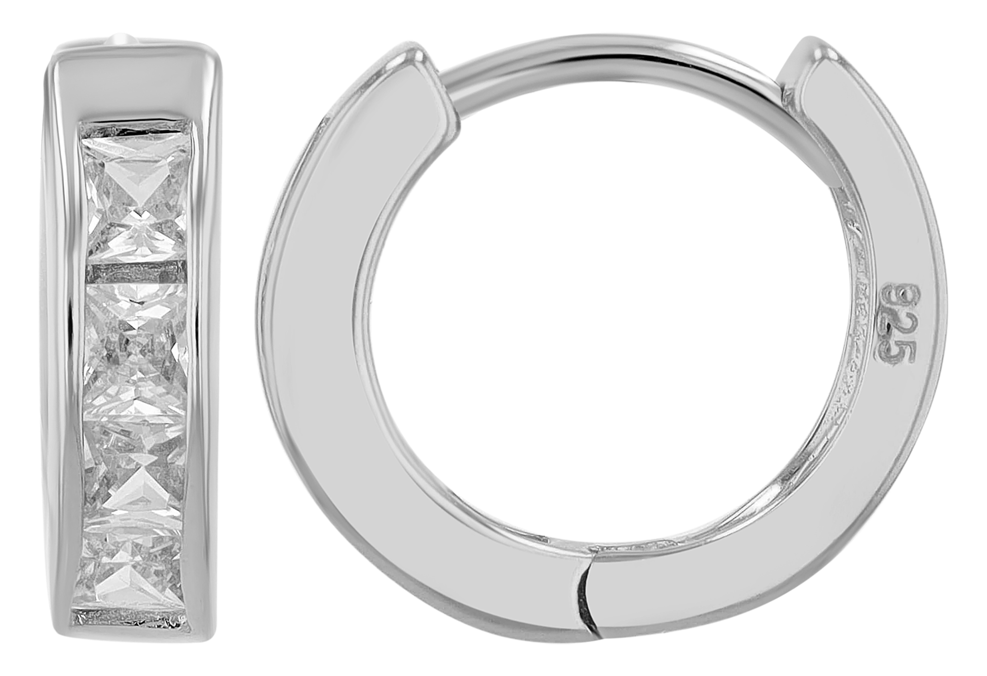 "Sima", 925/- Echt Silber Creolen Ø 10 mm mit Zirkonia, rhodiniert