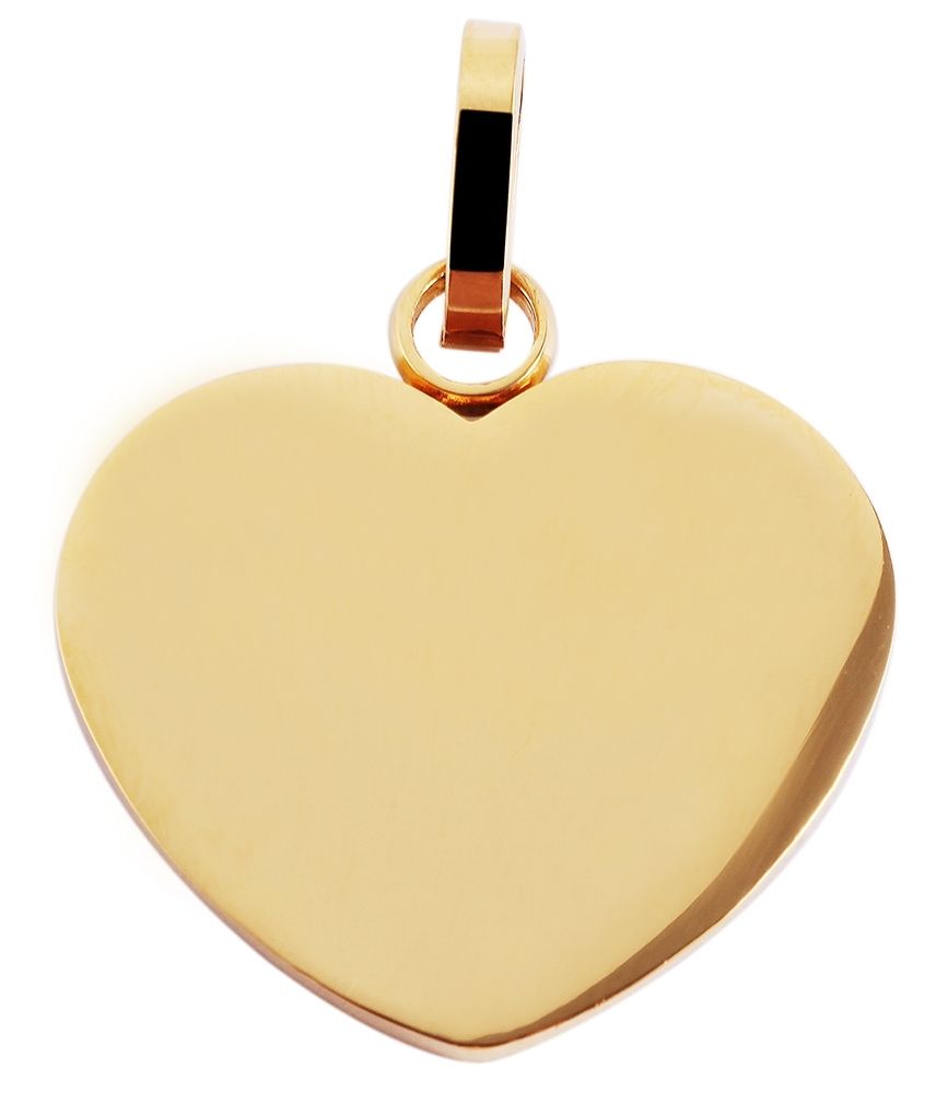"Hea" Akzent Edelstahl Gravurplatte als Herzanhänger, IP plattiert, goldfarbig, glänzend, matt